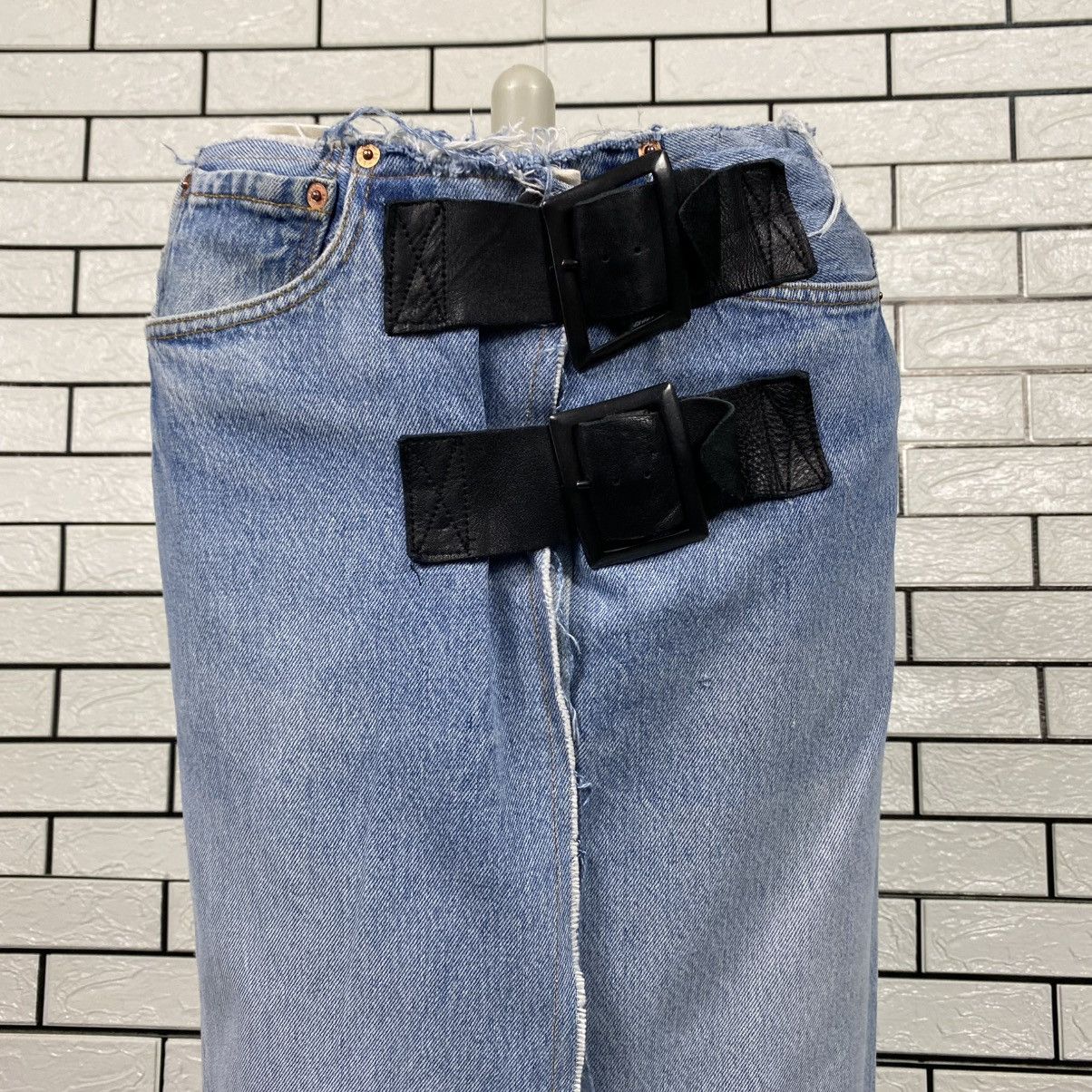 Needles 🔥DISTRESSED DESIGN DENIM LONG SKIRT REBUILD BY NEEDLES Size 28" / US 6 / IT 42 - 4 Thumbnail