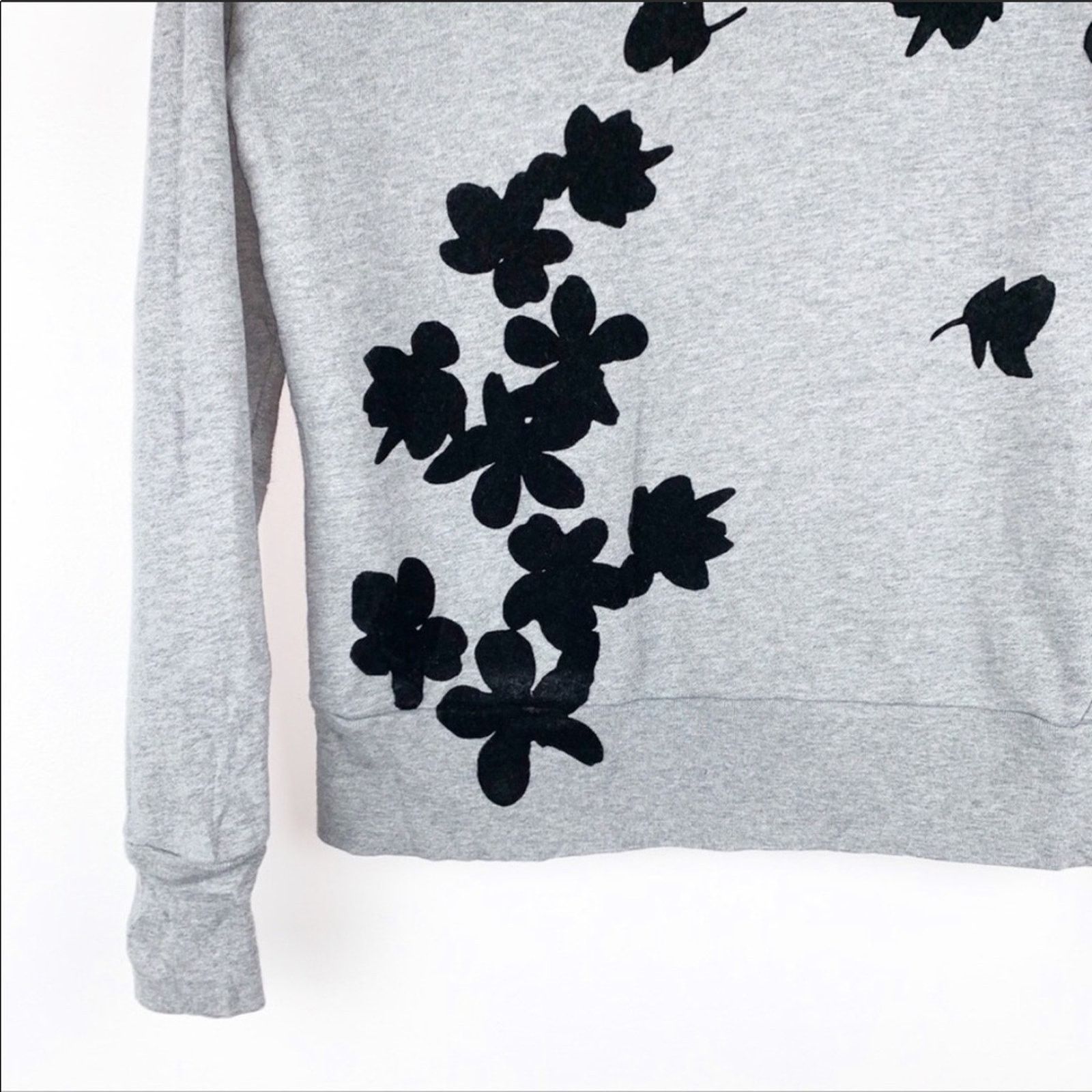 J.Crew J CREW Light Grey Black Floral Sweater Pullover Sweatshirt Size XXS / US 00 / IT 34 - 5 Thumbnail