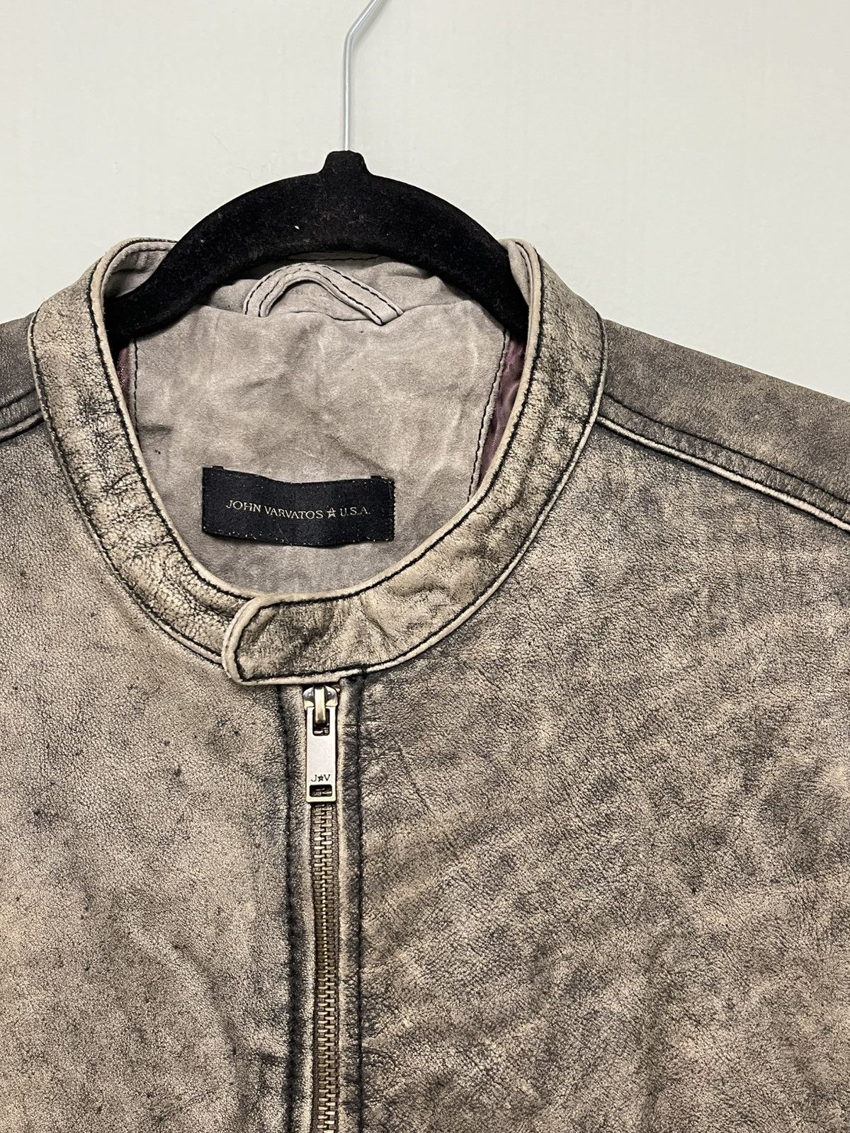 John Varvatos Dustin Distressed Leather Racer Jacket. XL Size US XL / EU 56 / 4 - 6 Thumbnail