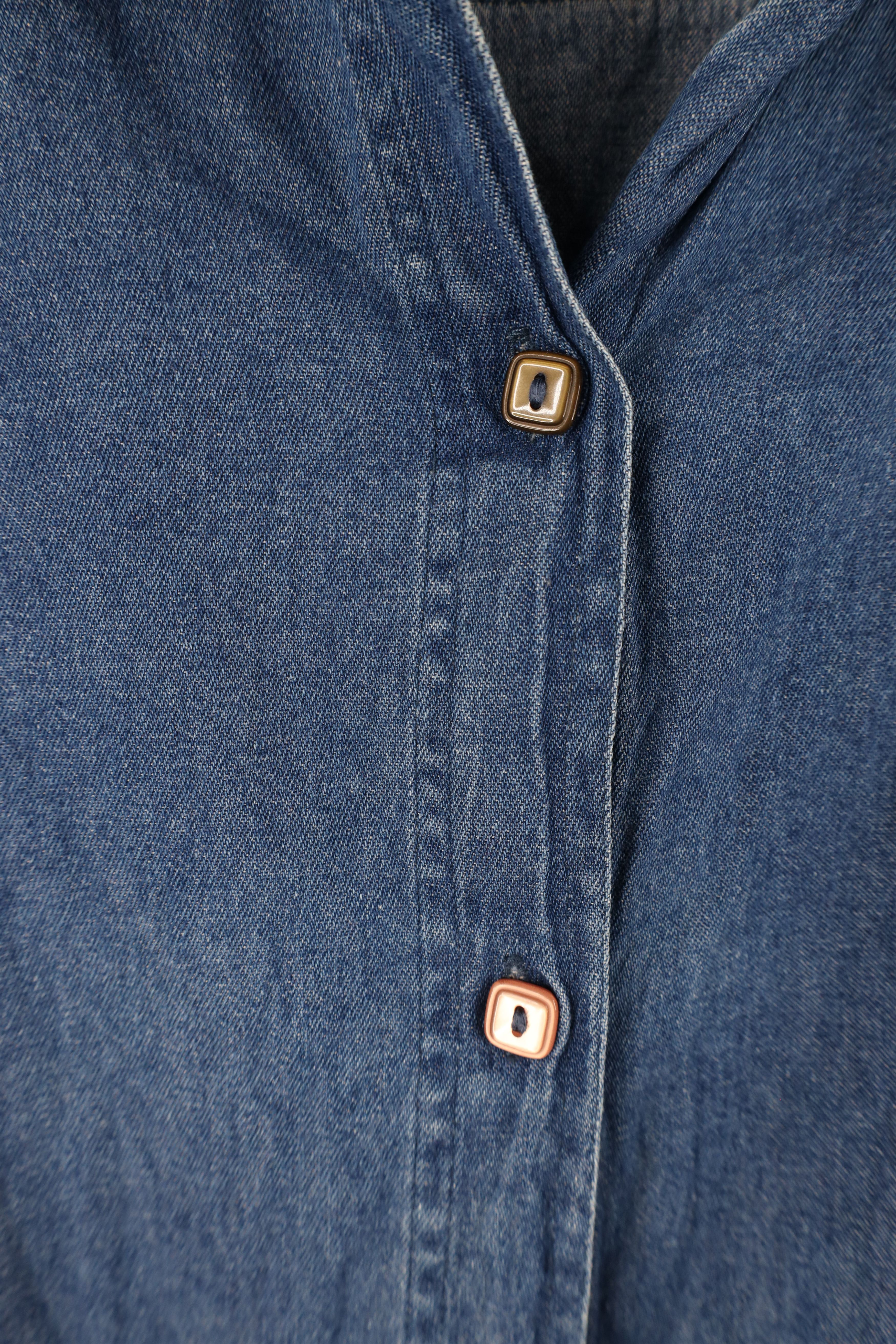 Vintage Vintage 90s Streetwear Flower Denim Jean Button Shirt Size XL / US 12-14 / IT 48-50 - 6 Thumbnail