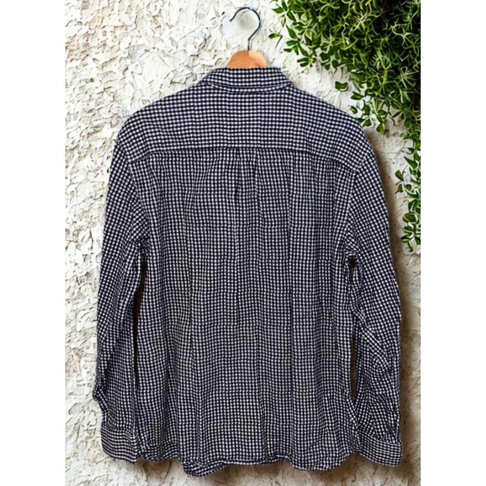 Vintage L.L. Bean Shirt Mens L Black White Micro Plaid Scotch Flannel Button-Down Long Sleeve Cotton Chest Pocket Vintage No (adjust for non-adding) Size US L / EU 52-54 / 3 - 7 Thumbnail