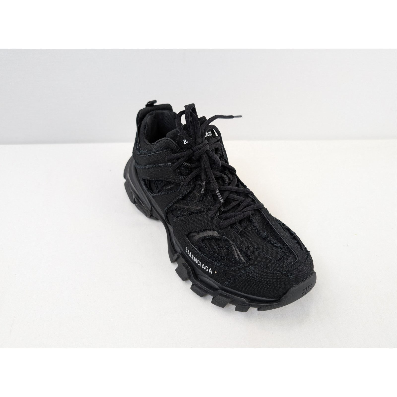 Balenciaga o1rshd1 Destroyed Canvas Track Sneakers in Black Size US 12 / EU 45 - 3 Thumbnail