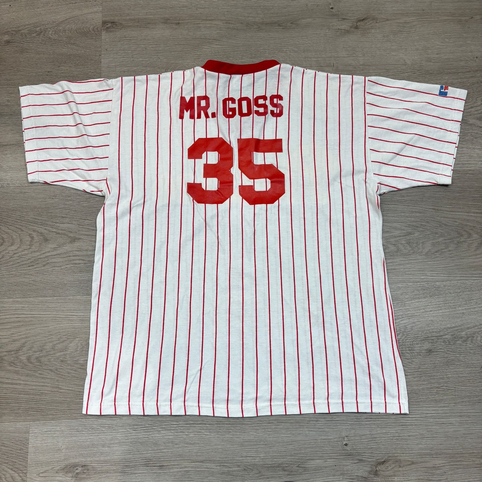 MLB × Russell Athletic × Vintage VTG 90s Philadelphia Phillies Goss 35 Stripe Jersey Shirt XL Size US XL / EU 56 / 4 - 4 Thumbnail