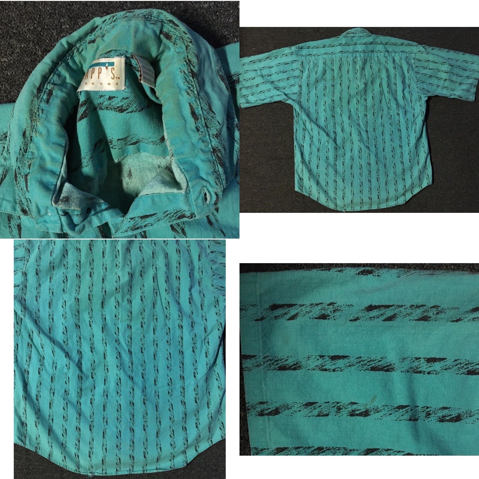Gotcha VINTAGE All Over Print Shirt M/Adult L Green Striped Button-Up Casual 80s Grunge Surf Beach Vaporwave Size US L / EU 52-54 / 3 - 8 Thumbnail