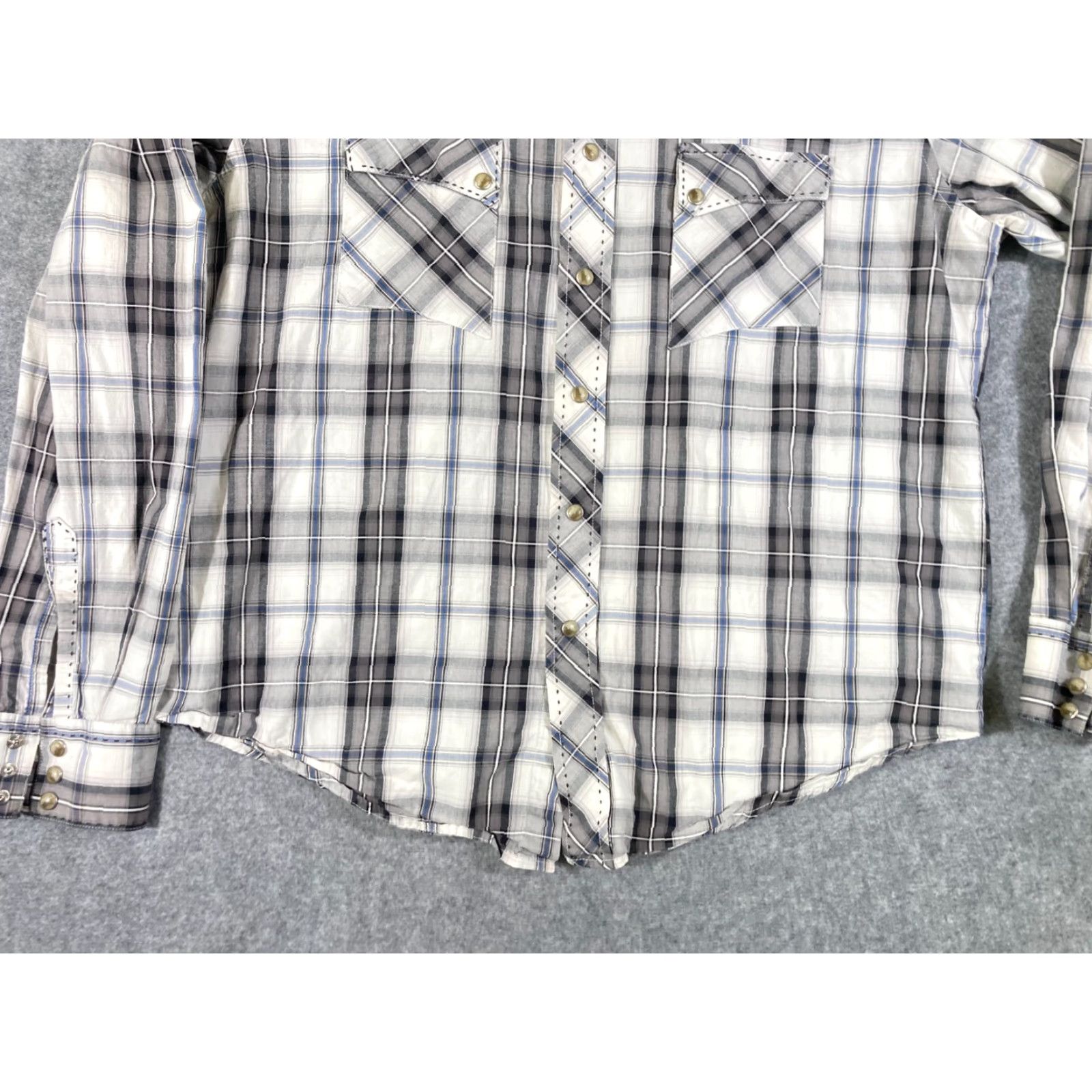 Wrangler Wrangler Pearl Snap Western Shirt Mens M Gray White Plaid Button-Up Cowboy Size US M / EU 48-50 / 2 - 4 Thumbnail