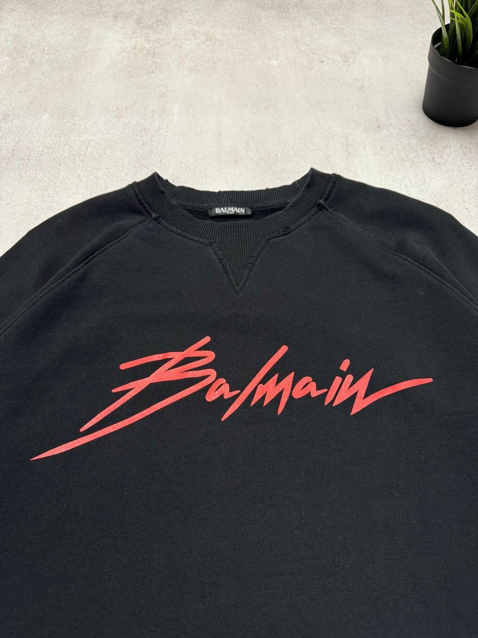 Balmain Vintage Balmain Sweatshirt Big Logo Distressed style Black Size US XXL / EU 58 / 5 - 4 Thumbnail