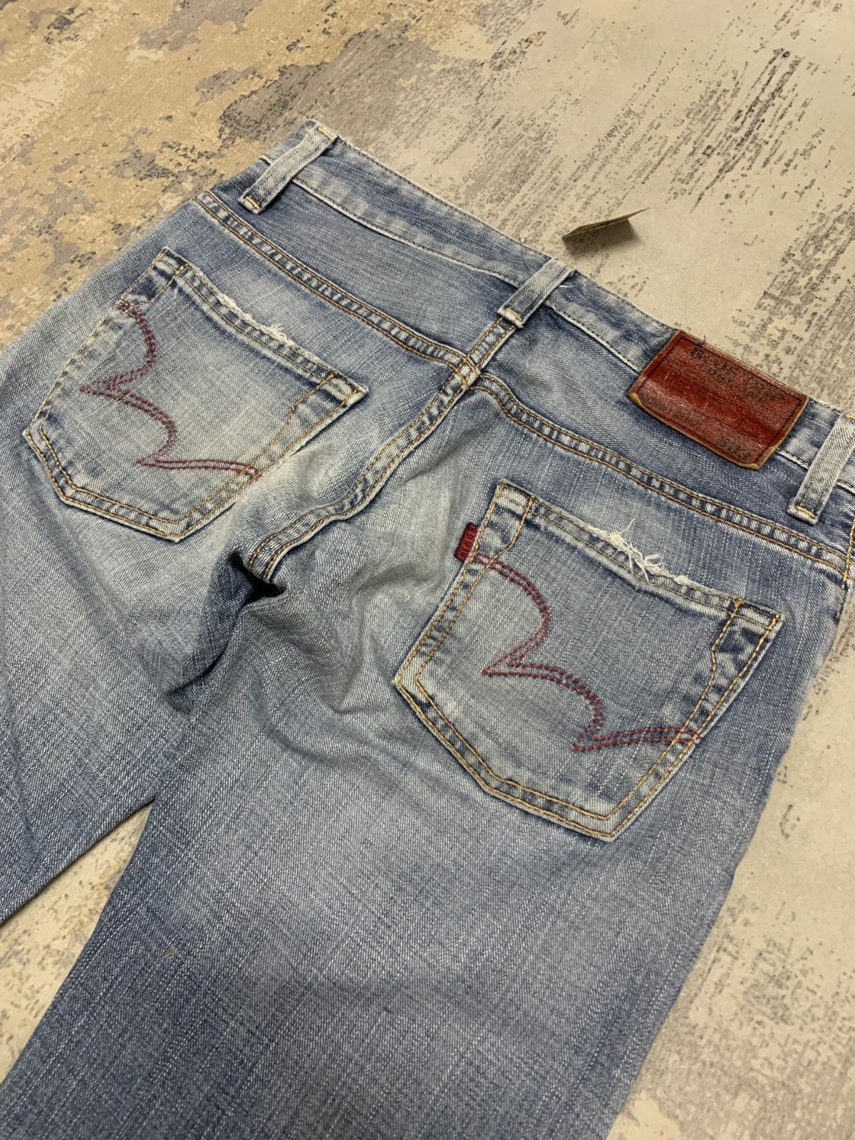 Japanese Brand Edwin blue trip 503 Slim Fit Distressed Jeans Size US 31 - 7 Thumbnail