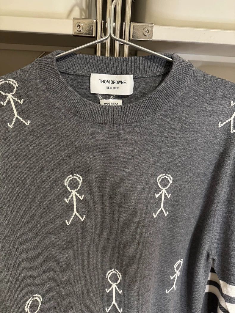 Thom Browne Thom Browne Gray wool matchstick pattern knit sweater Size US M / EU 48-50 / 2 - 3 Thumbnail
