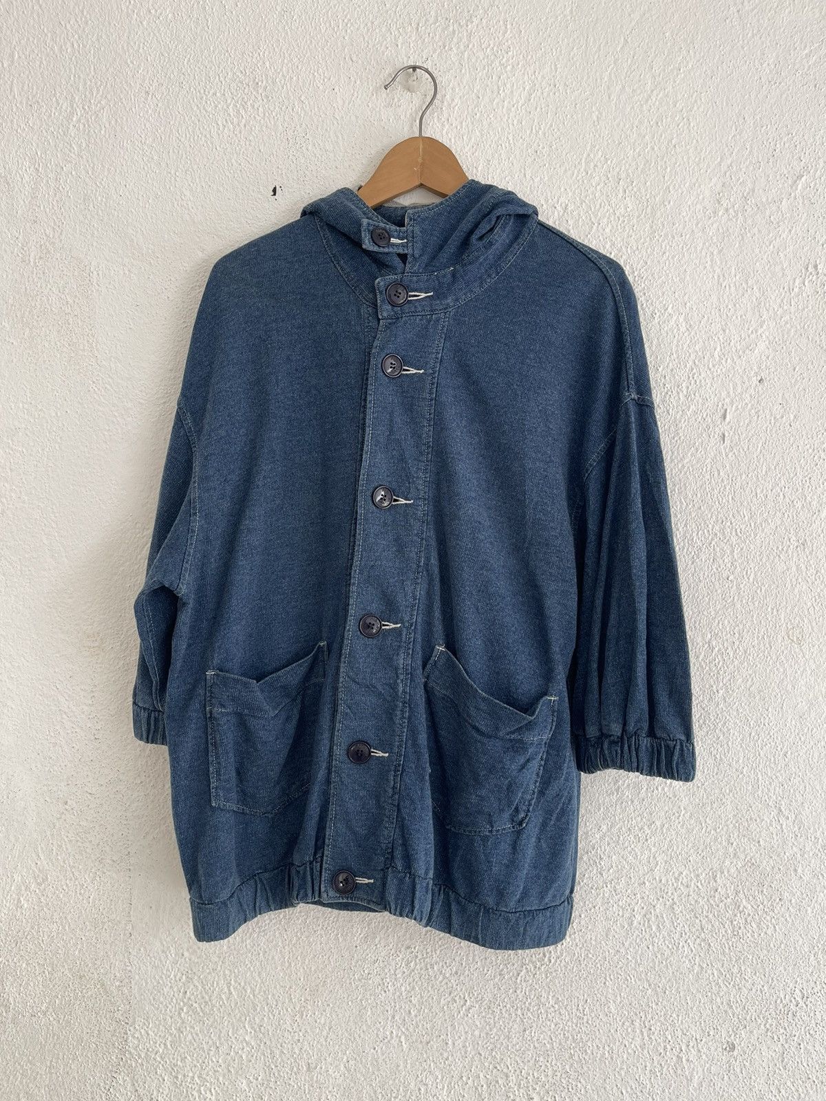 Ne Net Button Up Indigo Hooded