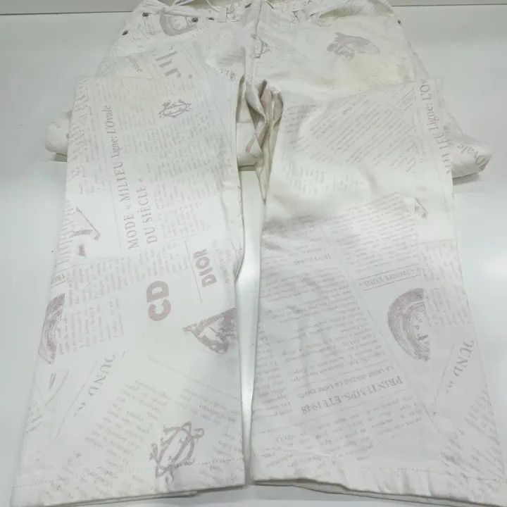 Dior Dior Dior White Graphic Print Jeans 0079-2507 Size US 31 - 3 Thumbnail