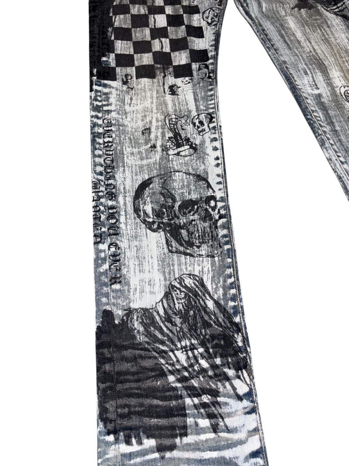 Amiri × Wes Lang 36 Amiri Wes Lang Sketch Jeans Painted graphic logo skeleton Size US 36 / EU 52 - 3 Thumbnail