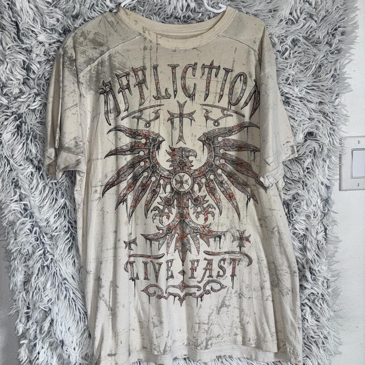 Affliction Affliction cream and red shirt men's size XL Size US XL / EU 56 / 4 - 1 Thumbnail