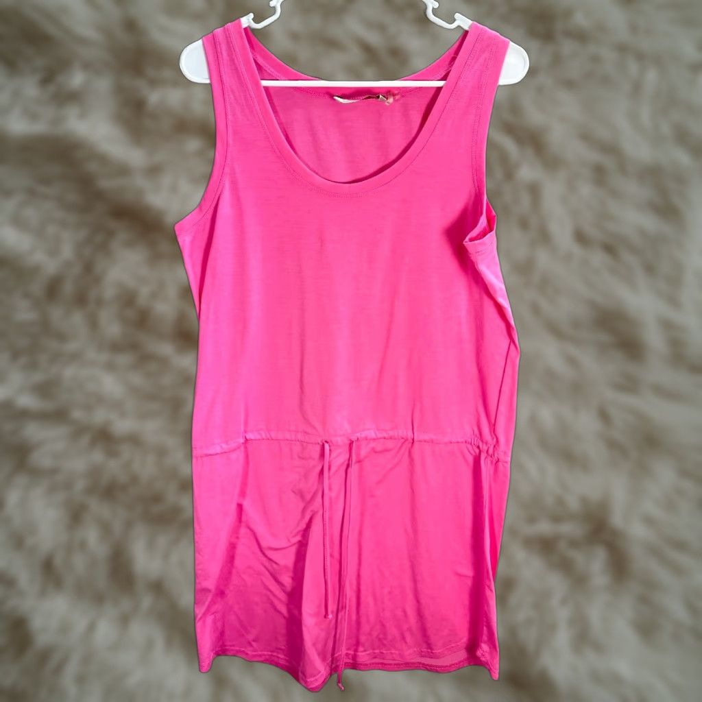 Soft Surroundings Womens Soft Surroundings Tank Dress Sleeveless Pink M Casual Drawstring Sleeveless Scoop Neck Size M / US 6-8 / IT 42-44 - 1 Thumbnail