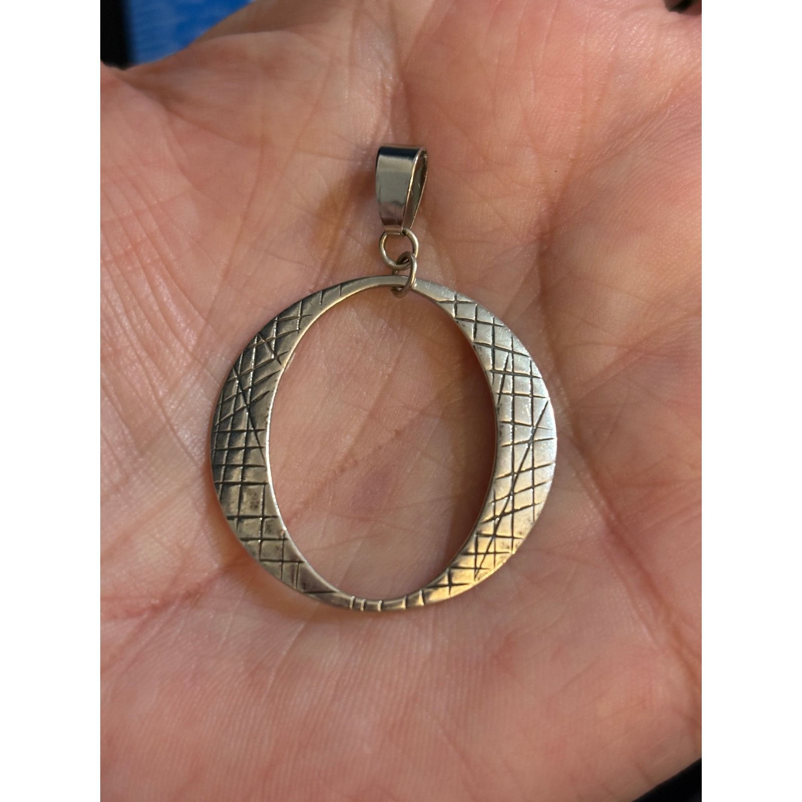 Other Vintage Sterling Silver 925 Crescent Oval Pendant Size ONE SIZE - 6 Thumbnail