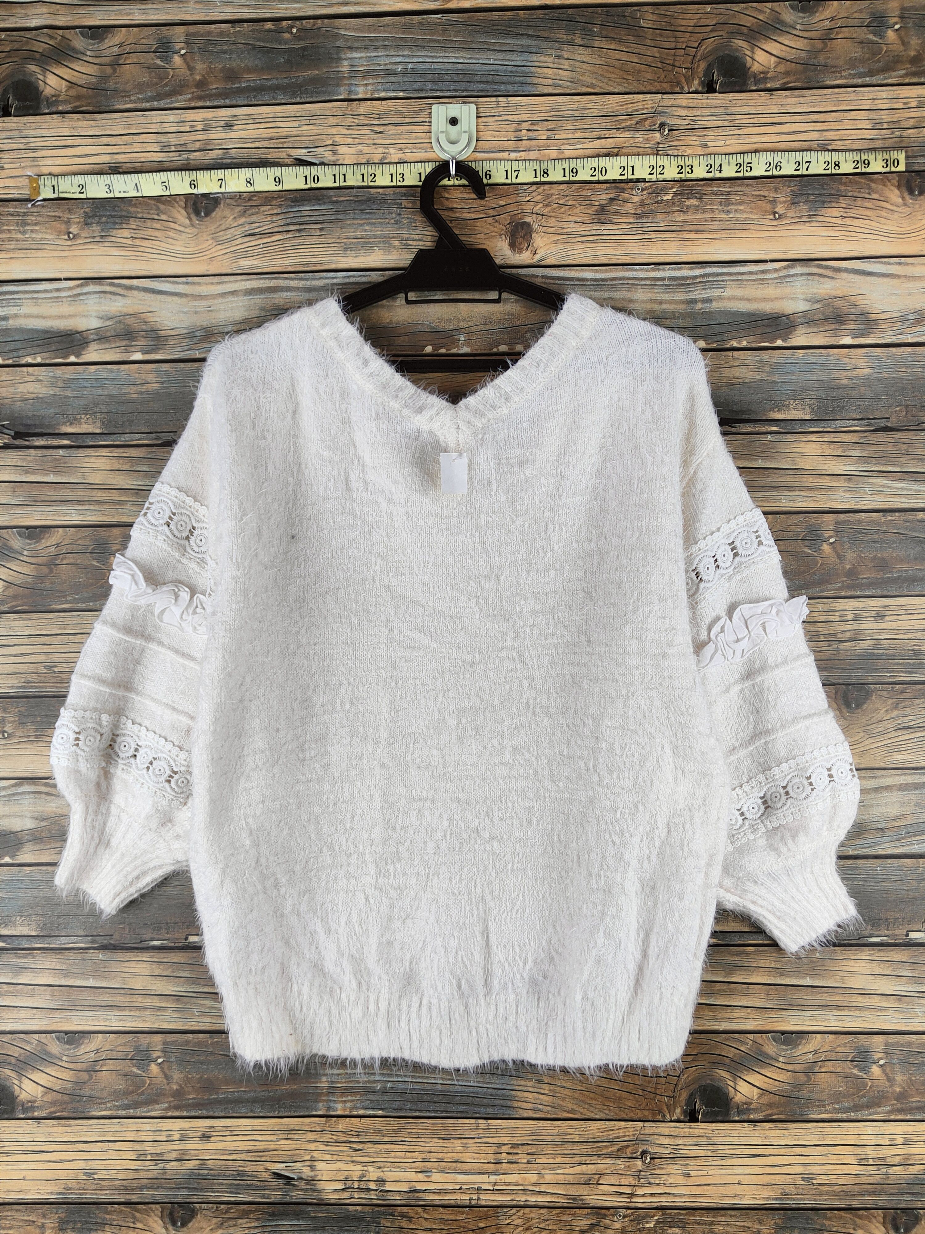 Japanese Brand DL Lilou de Chouchou Cream Fur Mohair Knitwear #46-520 Size M / US 6-8 / IT 42-44 - 8 Thumbnail