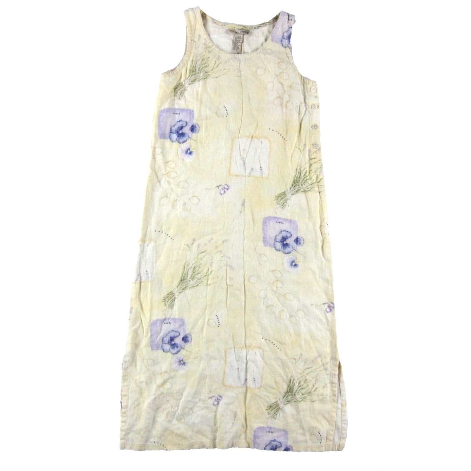 Vintage VINTAGE Sweet Jessie Maxi Dress Tank Dress S-M Women Yellow Floral Linen Long Size S / US 4 / IT 40 - 2 Thumbnail