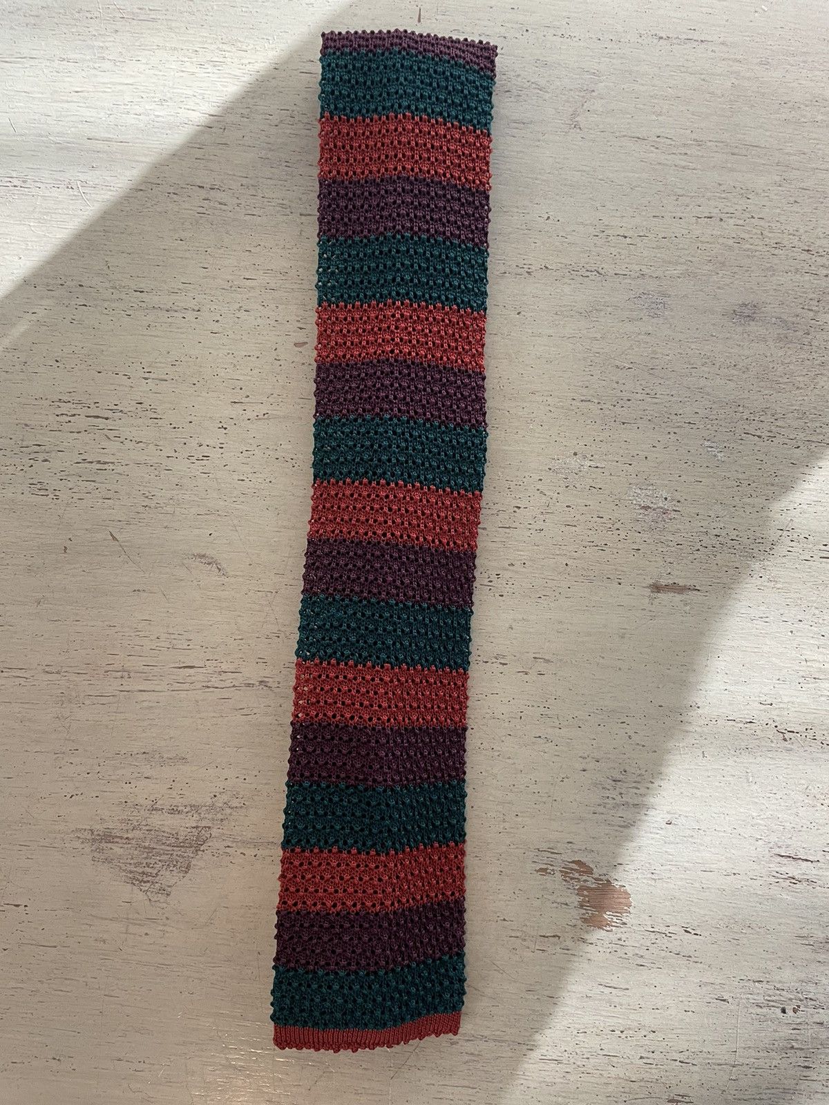 Paul Stuart Striped Silk Knit Tie Size ONE SIZE - 4 Thumbnail