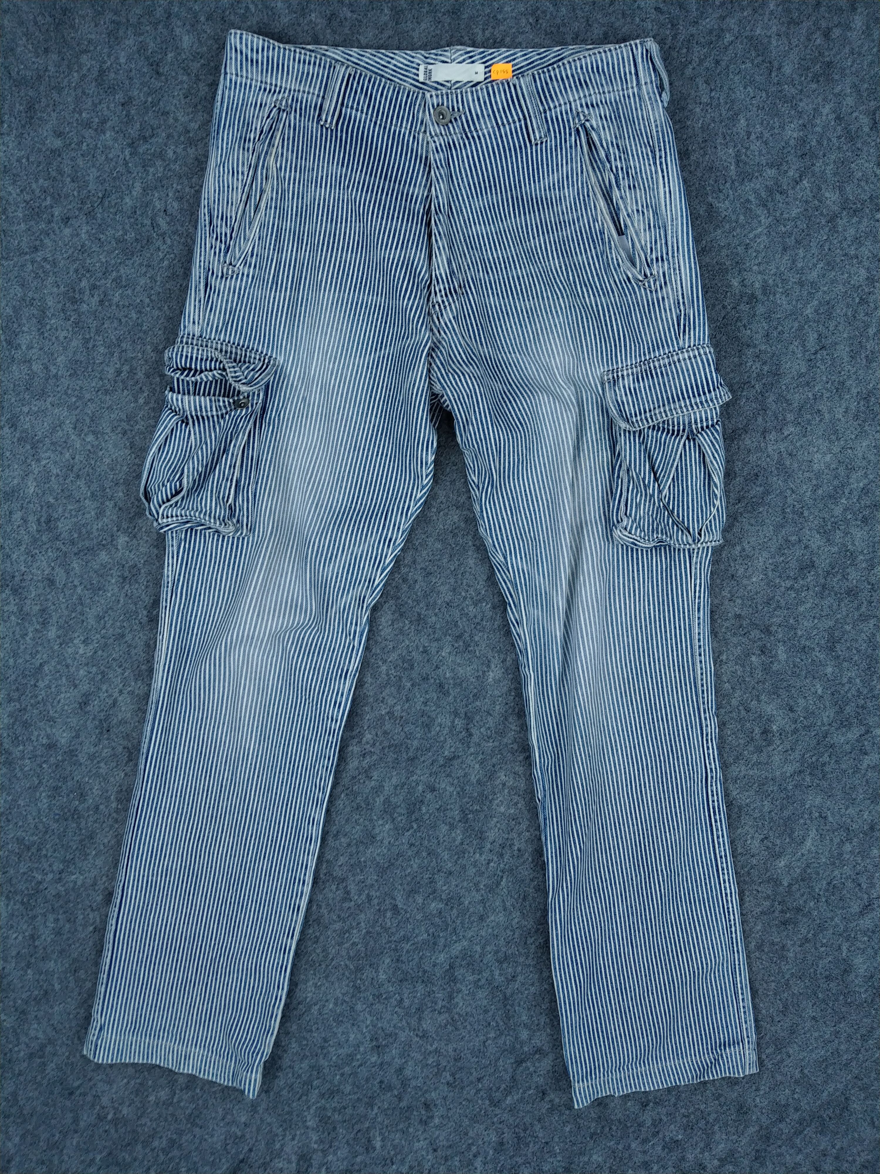 Japanese Brand Global Work Stripes Cargo Multi Pocket Pants -CP155 Size US 31 - 1 Thumbnail