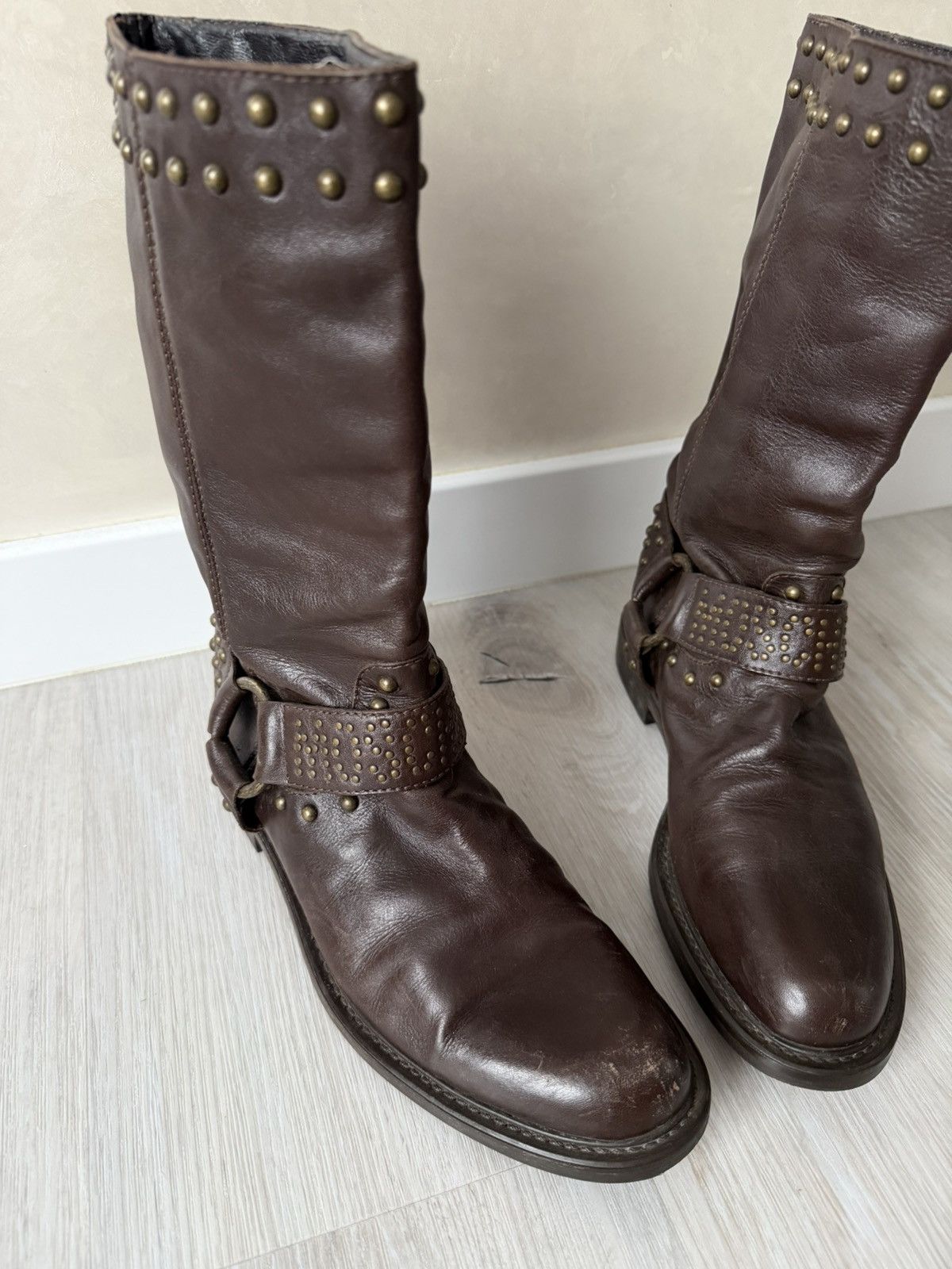 Moschino Vintage Italian AS 98 Rick Owens Style Leather Cowboy Boots Size US 8 / EU 41 - 3 Thumbnail