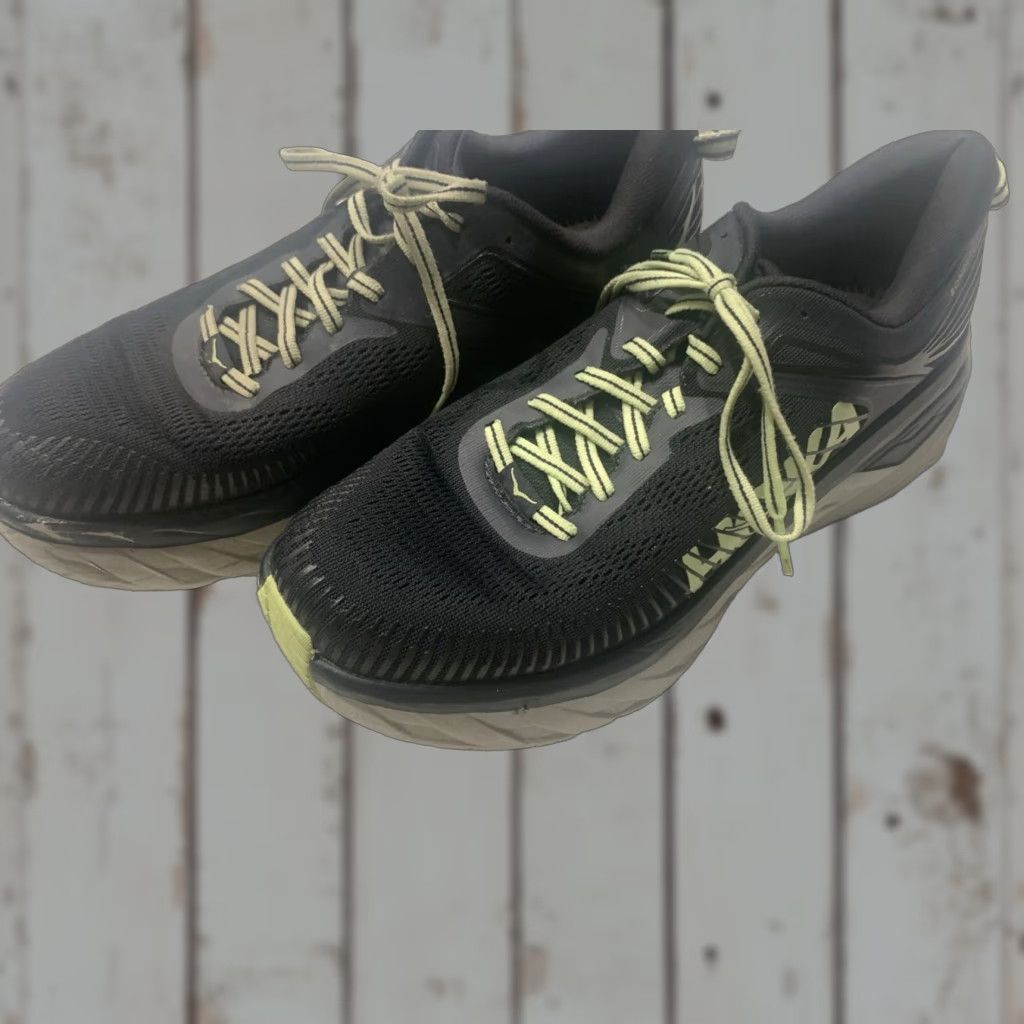 Vintage Hoka One One Men's Bondi 7 Running Shoes, Athletic Sneaker, Size 10.5 US, Black/Green, Low Top, Walking & Jogging Size US 11 / EU 44 - 1 Thumbnail