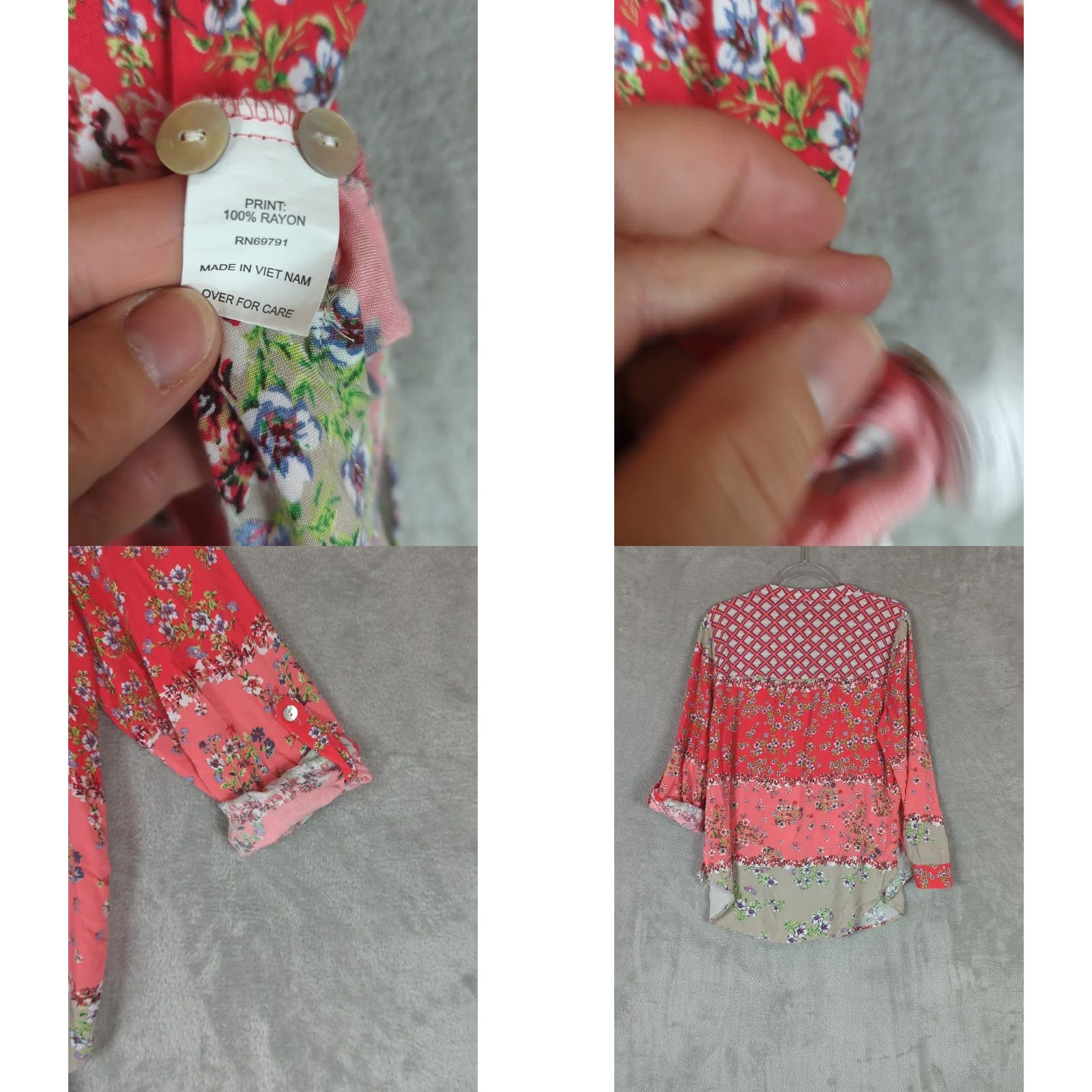 Anthropologie Anthropologie Olive Hill Boho Blouse Tunic Top Floral Multicolor L Womens V-Neck Roll Tab Sleeve House Holiday Party/Cocktail Travel Workwear Casual Size L / US 10 / IT 46 - 8 Thumbnail