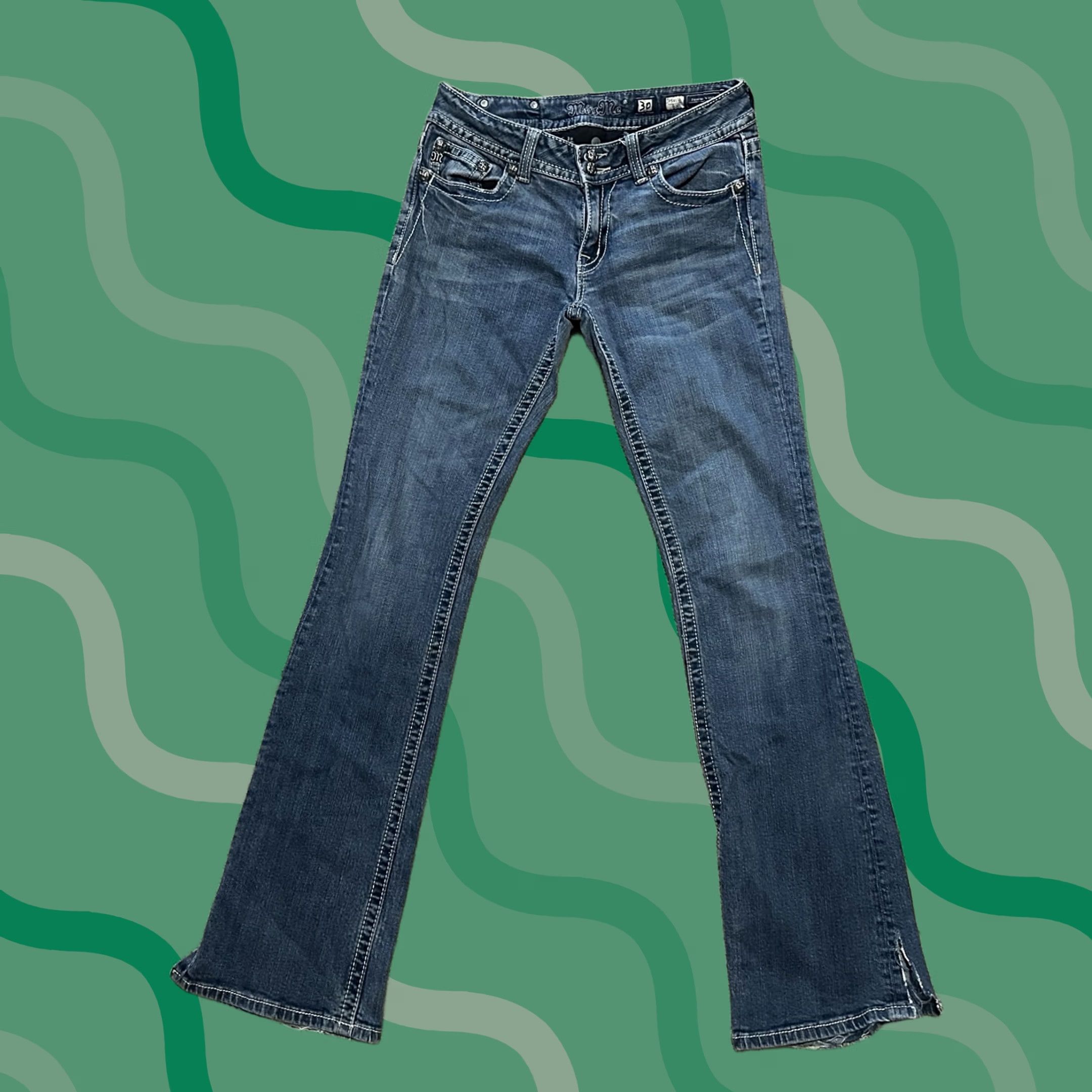Miss Me VINTAGE Miss Me Jeans 30x32 Bootcut Denim Blue Miss Me Jeans Bootcut Jeans Womens 30x32 Grunge Rhinestone Cowboy 2000s Size 30" / US 8 / IT 44 - 1 Thumbnail