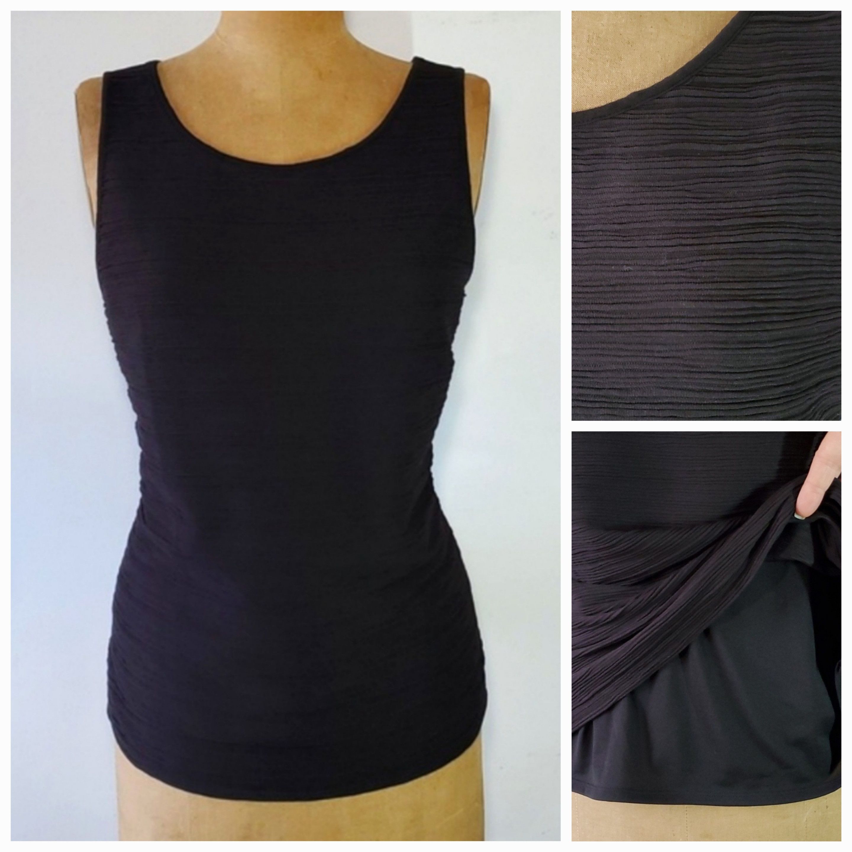 Ann Taylor Ann Taylor Size LP Cami Tank Top Camisole Black Texture Size L / US 10 / IT 46 - 9 Thumbnail