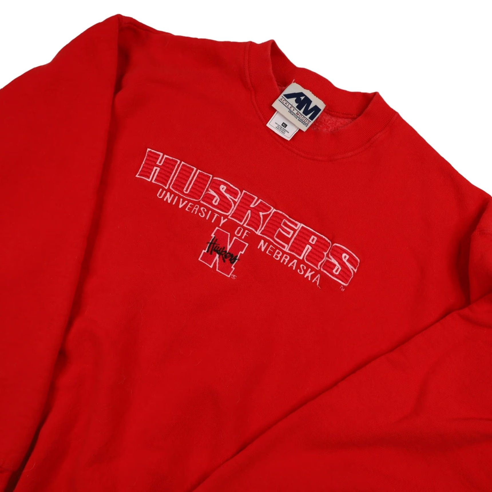 Vintage VINTAGE University of Nebraska Huskers XL Embroidered Spellout Sweatshirt Red Mens XL Size US XL / EU 56 / 4 - 2 Thumbnail