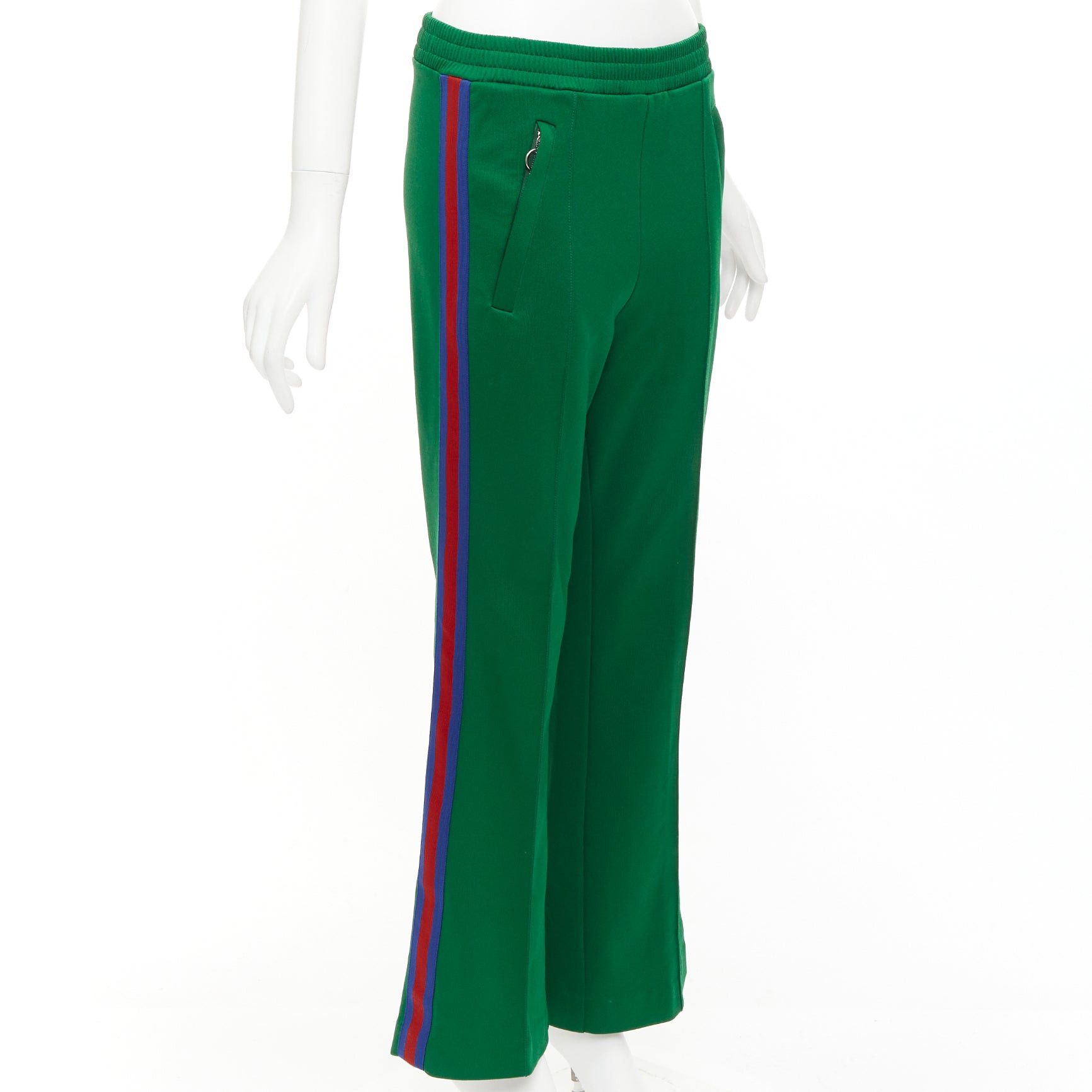 Gucci GUCCI green blue red web trim flared track pants S Size 27" / US 4 / IT 40 - 1 Thumbnail