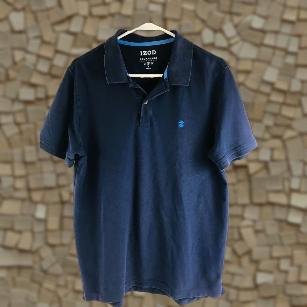 Izod IZOD Polo Shirt Men's L Navy Blue Short Sleeve Collared Stretch Regular Size US L / EU 52-54 / 3 - 1 Thumbnail