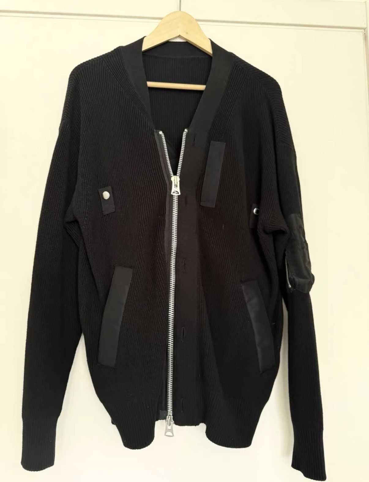 Sacai Sacai Men's Patchwork Knit Baseball Jacket Size US S / EU 44-46 / 1 - 1 Thumbnail