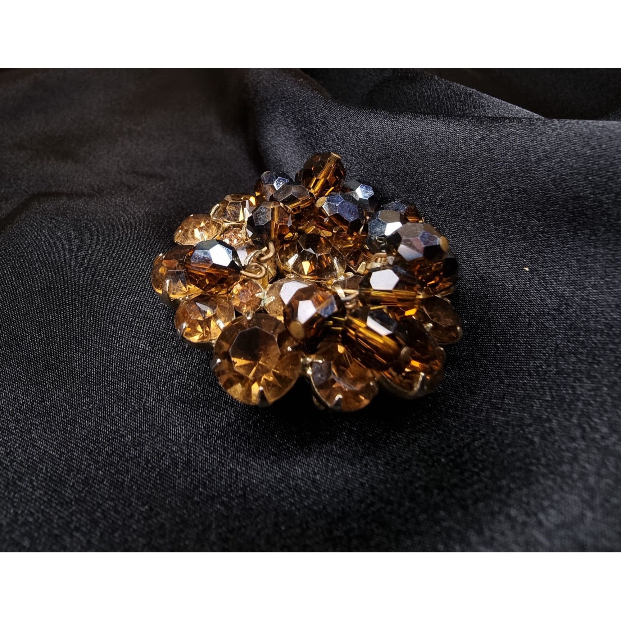 Vintage Vintage D&E Juliana Amber Rhinestone Cluster Brooch Pin Size ONE SIZE - 2 Thumbnail