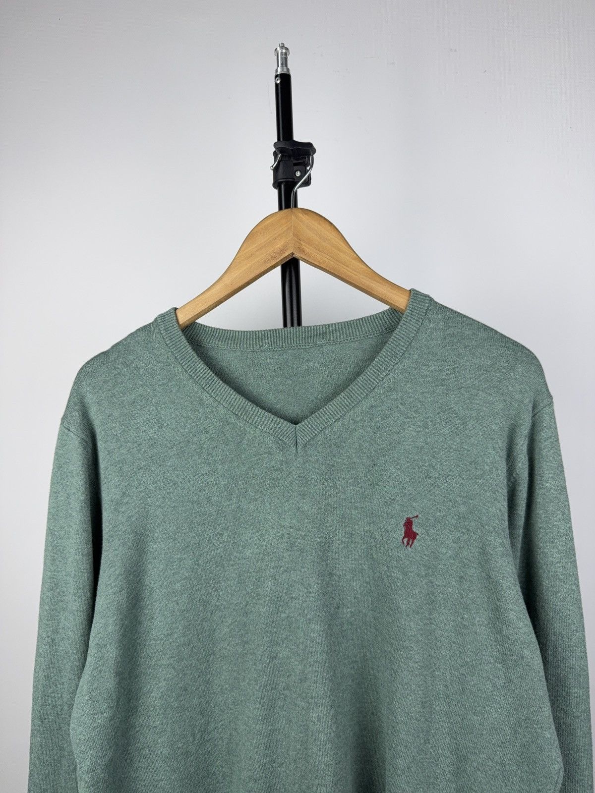 Polo Ralph Lauren Vintage 90s Polo Ralph Lauren Green V-Neck Knit Sweater L Size US L / EU 52-54 / 3 - 3 Thumbnail