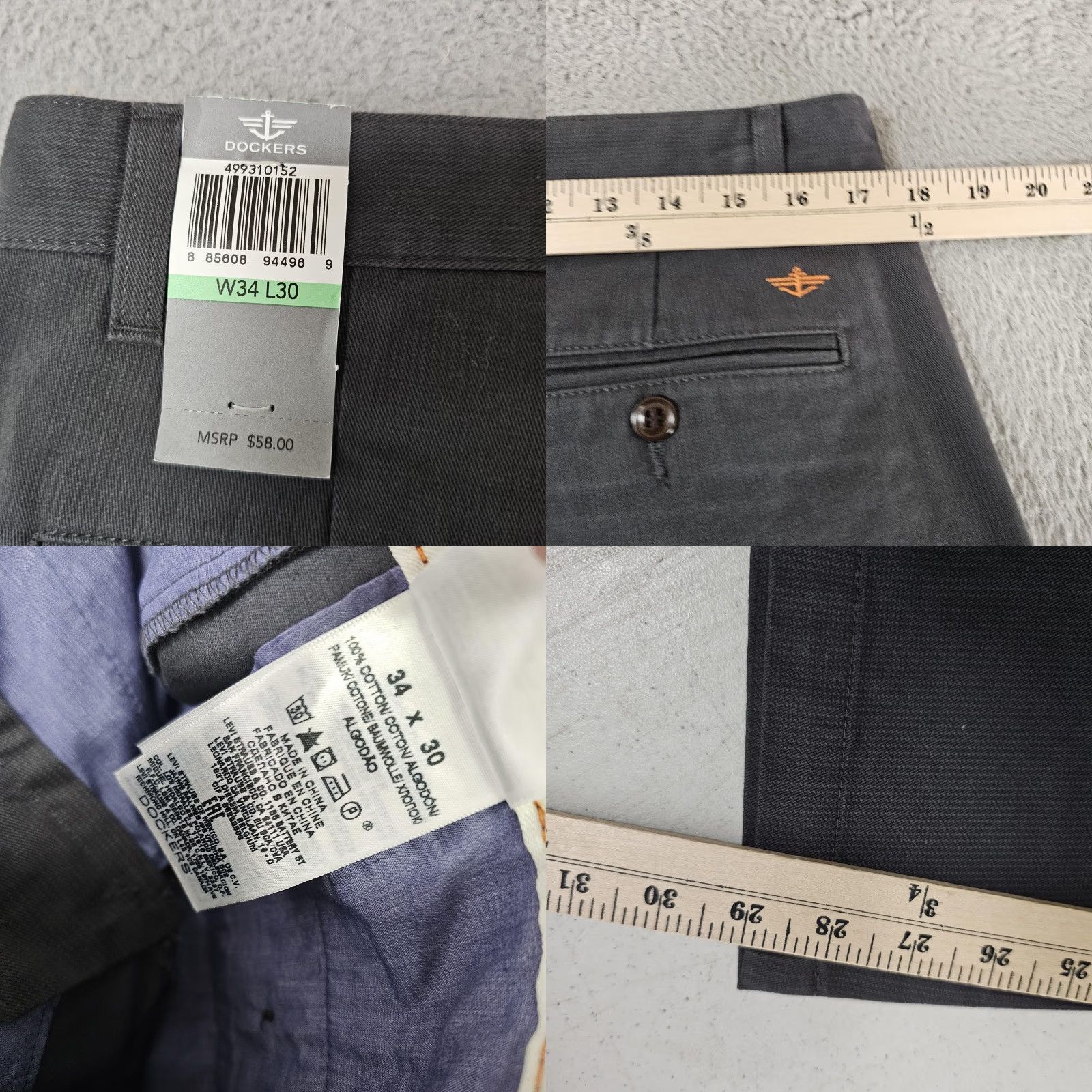Dockers Dockers Pants Mens 34x30 Gray Pacific Modern Khaki Slim Tapered Casual Chino Size US 34 / EU 50 - 8 Thumbnail