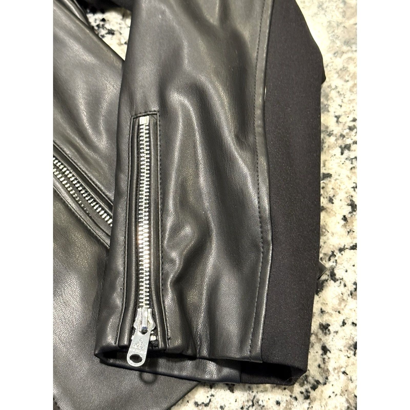 Sam Edelman Sam Edelman Womens Jacket Motorcycle Black Faux Leather XL SmallAdjustment? Size XL / US 12-14 / IT 48-50 - 5 Thumbnail