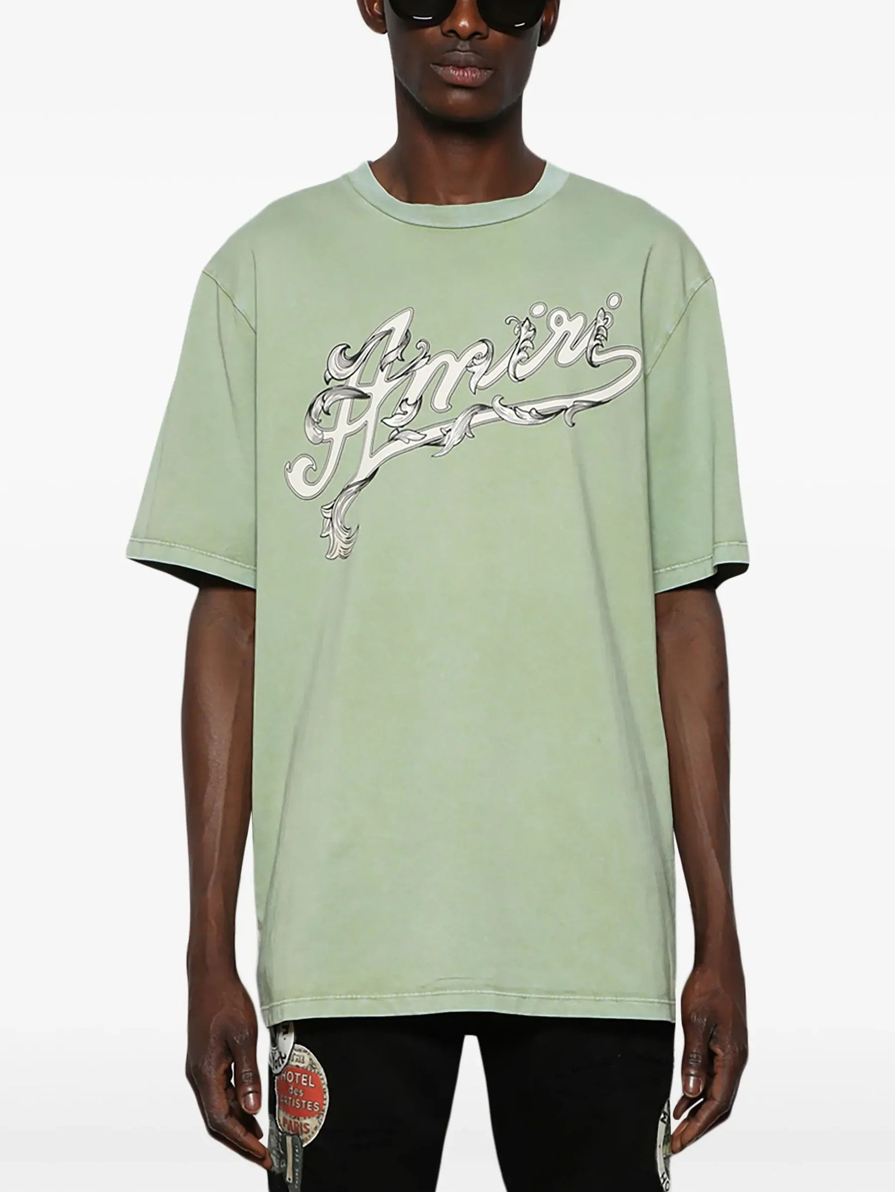 Amiri o1s1wg110425 Filigree Short Sleeve T-Shirt in Green Size US M / EU 48-50 / 2 - 3 Thumbnail