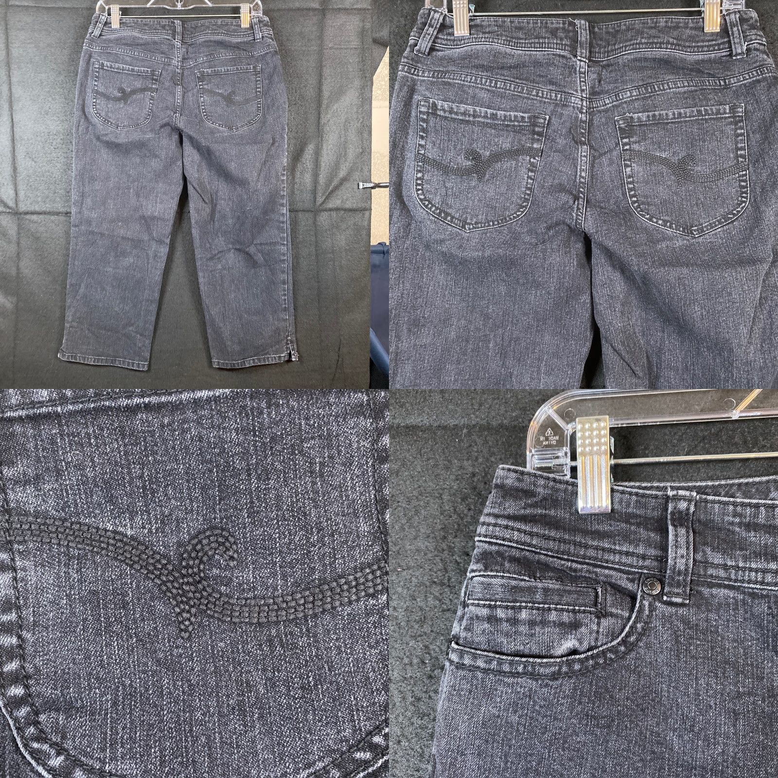 Vintage Chicos Womens Jeans Black Denim Crop Stretch 0.5 Inseam 21in 5-Pocket Regular Rise Mid Waist 30 Size 28" / US 6 / IT 42 - 8 Thumbnail