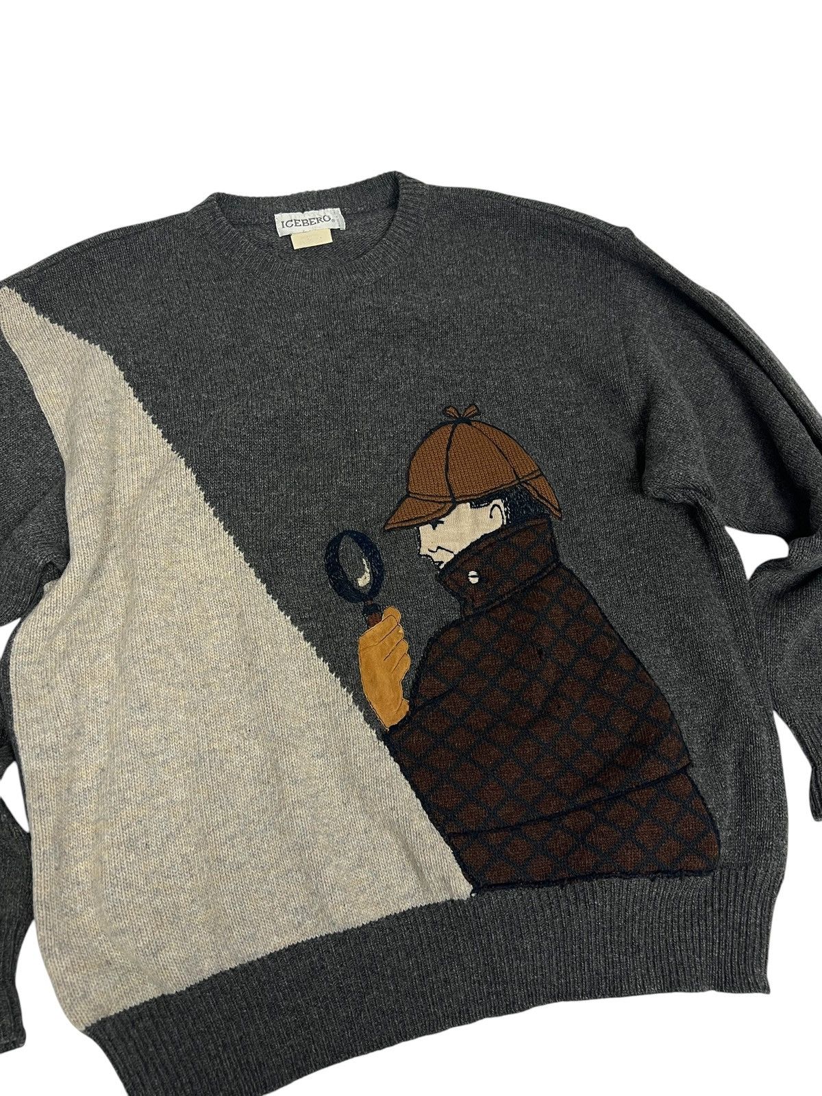Iceberg Vintage 90s Iceberg Sherlock Holmes wool knitted sweater Size US XL / EU 56 / 4 - 2 Thumbnail