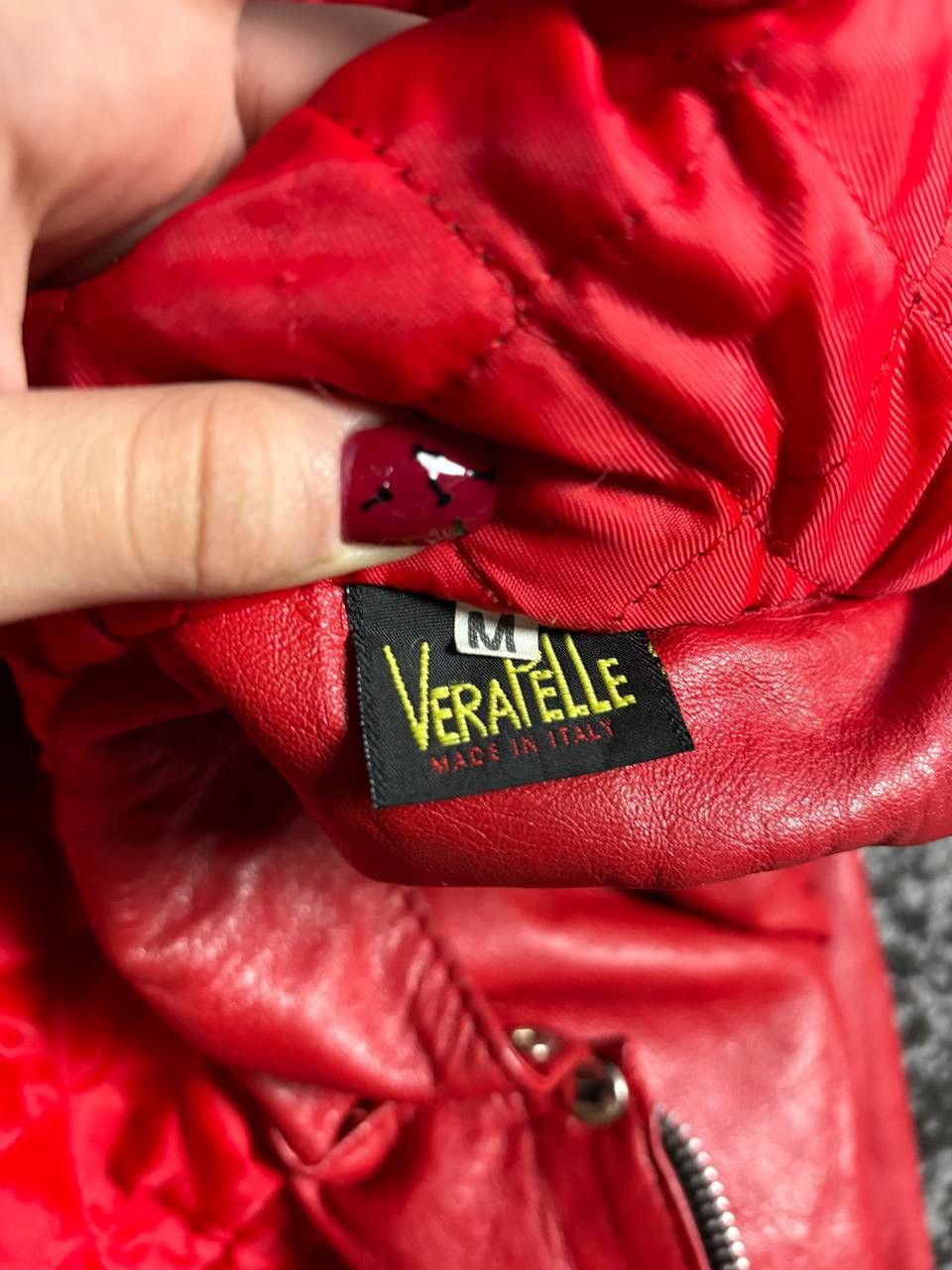 Vera Pelle × Vintage Vintage Y2K Red Leather Vera Pelle Italy Motorcycle Jacket Size M / US 6-8 / IT 42-44 - 10 Thumbnail