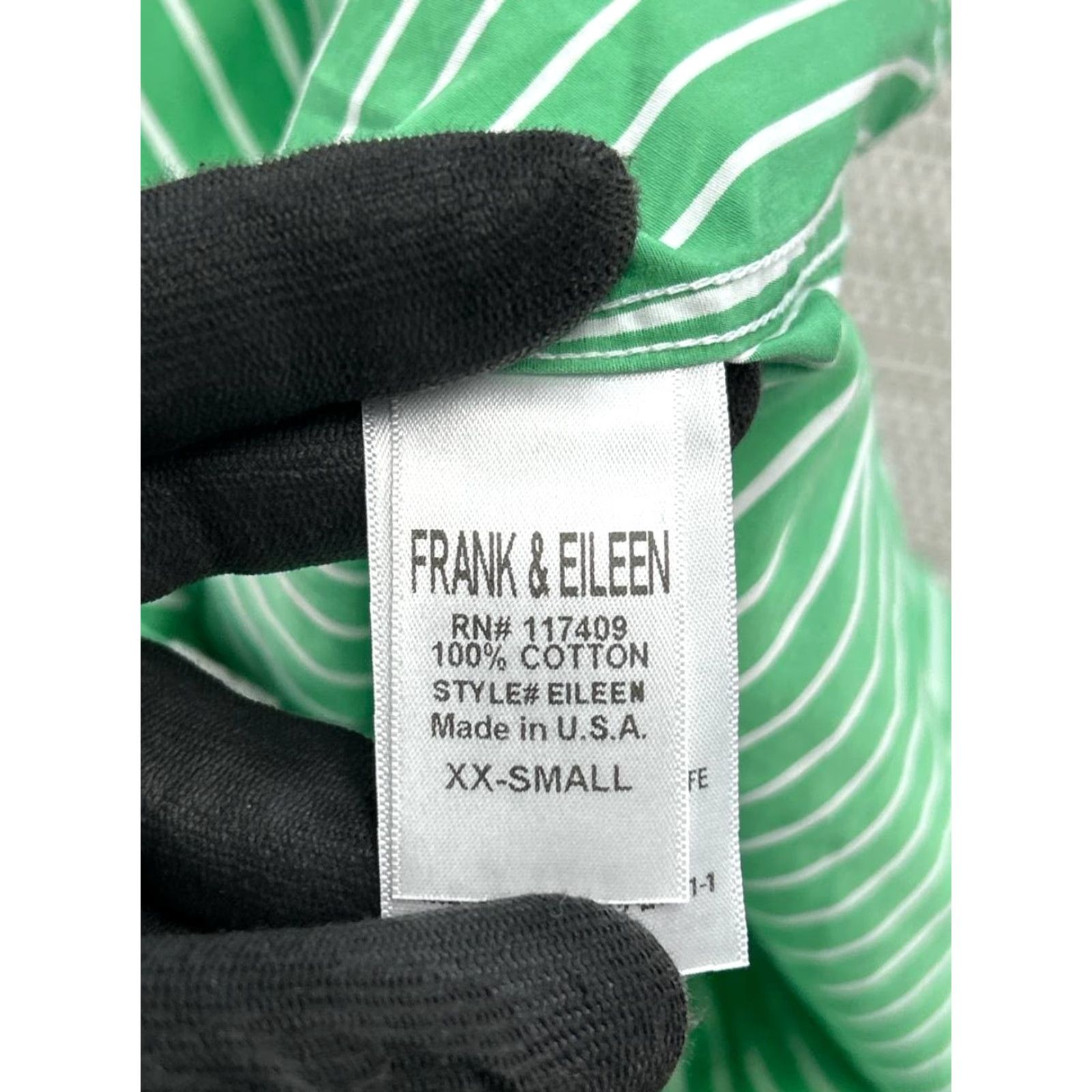 Frank & Eileen Frank & Eileen Shirt Womens XS Green White Cotton Blouse Size XXS / US 00 / IT 34 - 4 Thumbnail