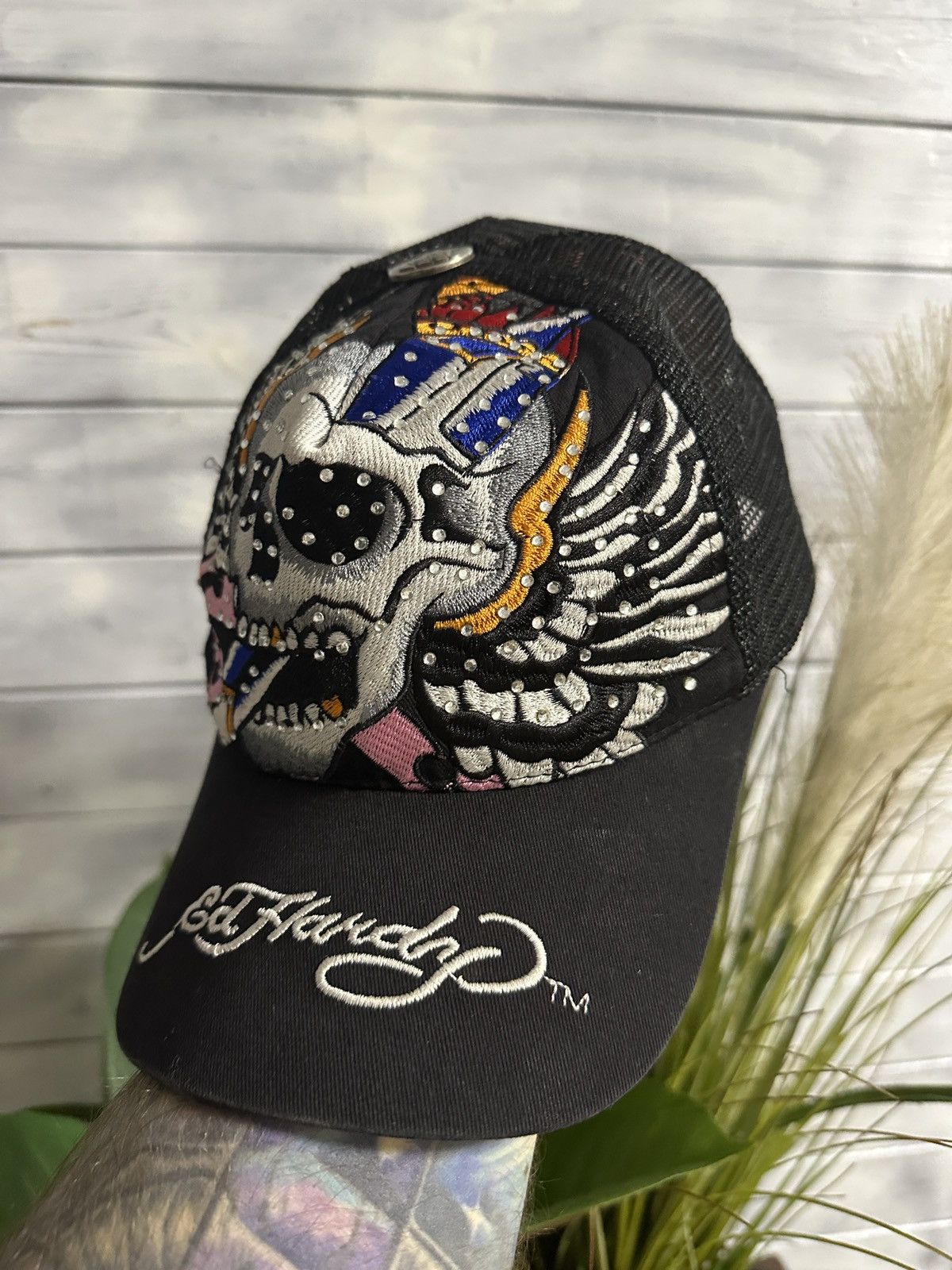 Ed Hardy Rare Vintage Cap Ed Hardy Tattoo Wear Skull Size ONE SIZE - 2 Thumbnail