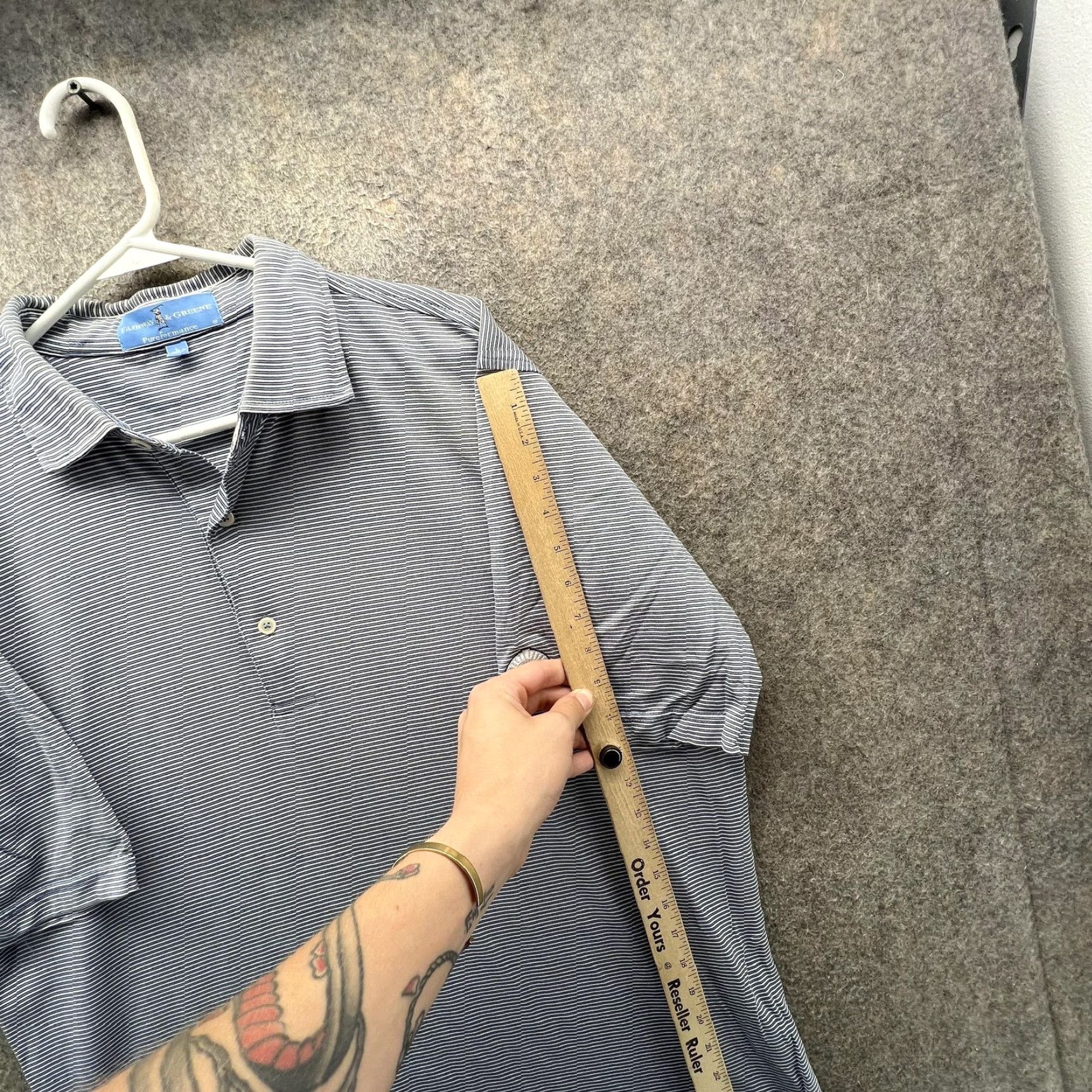 Vintage Fairway & Greene Polo Shirt Mens L Blue Stripe Pureformance Golf Shirt Size US L / EU 52-54 / 3 - 3 Thumbnail