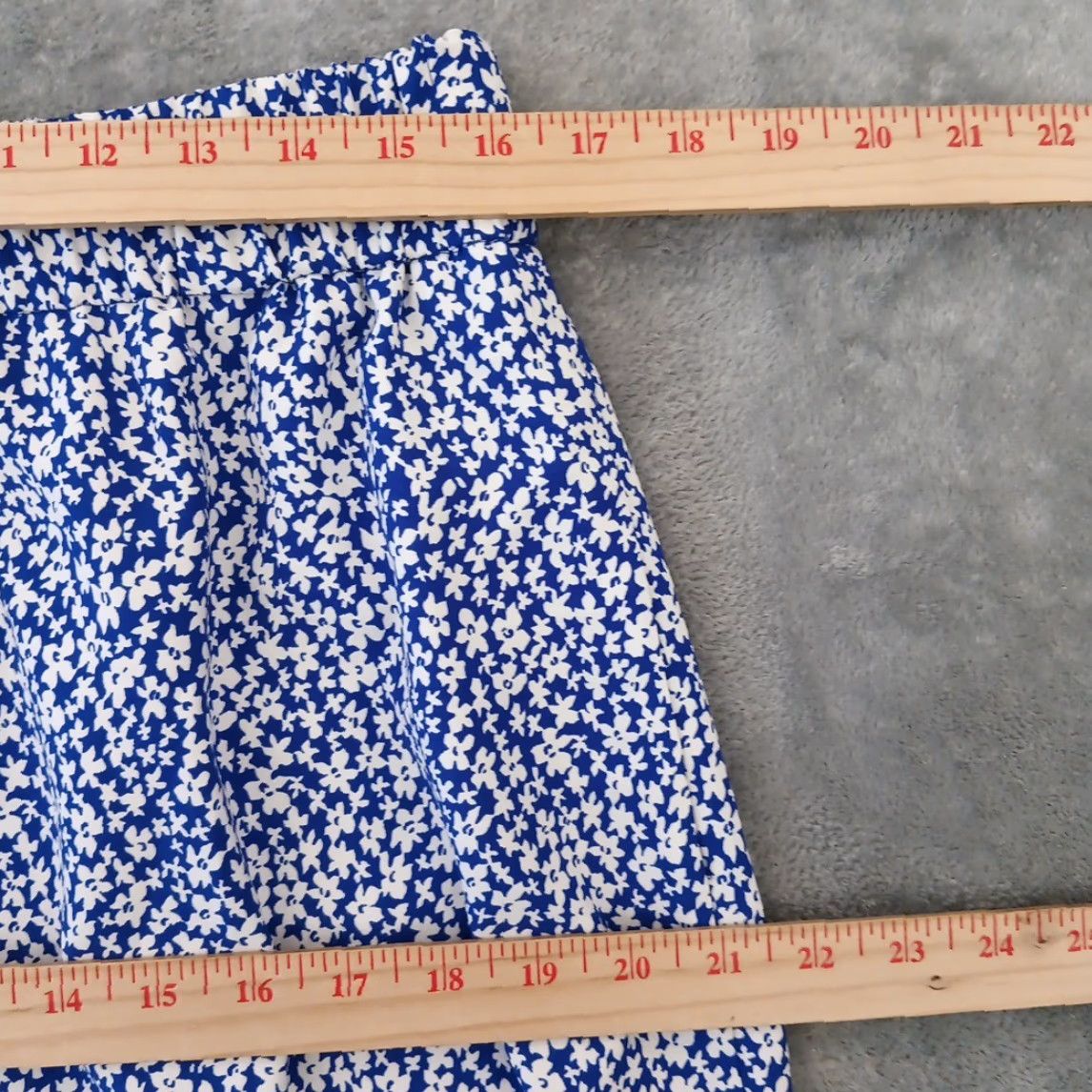 J.Crew J.Crew Skirt PL Knee Length Floral Blue Elastic Waist Lined Pockets Slit Petite Women Skirt Size 36" / US 14 / IT 50 - 3 Thumbnail