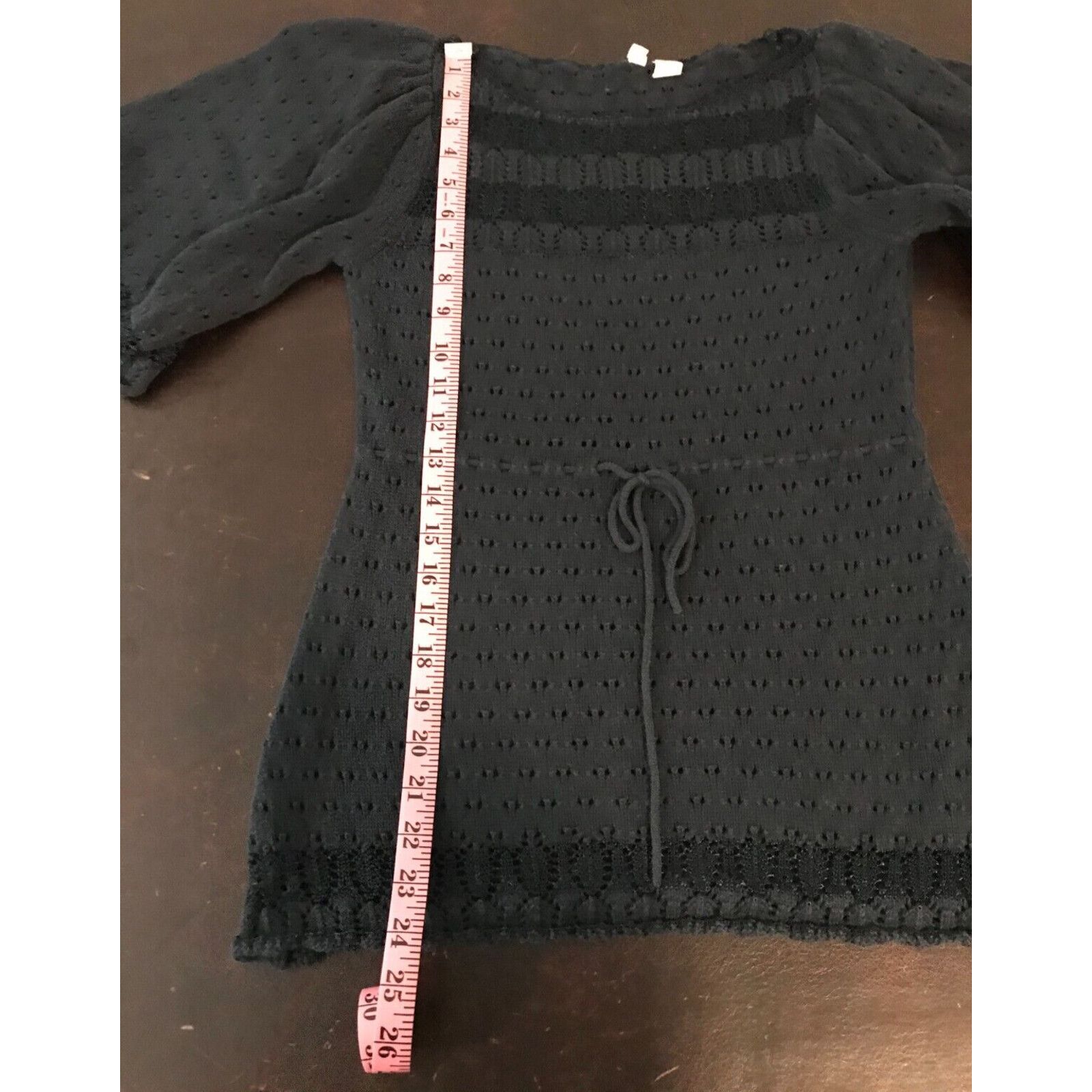 Anthropologie Anthropologie Moth Navy Blue Tie-Waist Pointelle Sweater Size XS / US 0-2 / IT 36-38 - 6 Thumbnail