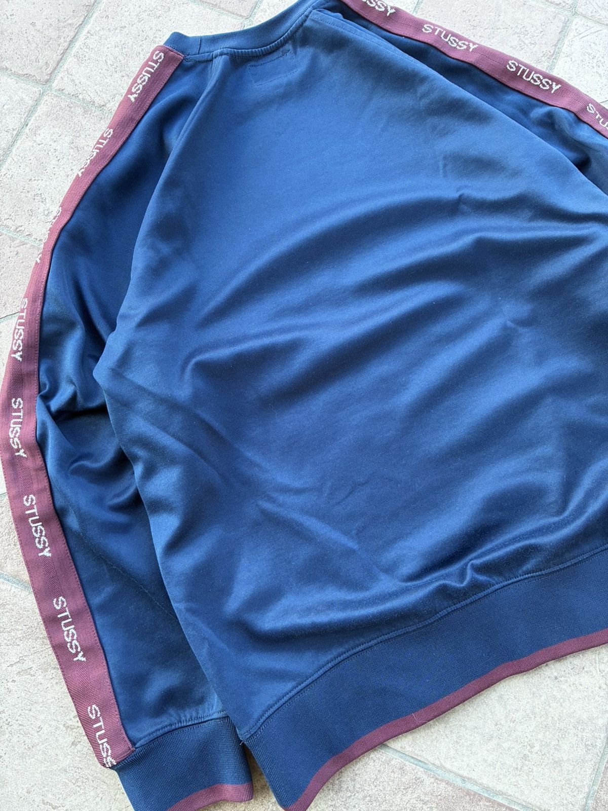 Stussy Stüssy Vintage Y2K Track Crewneck Navy Burgundy Logo Tape Size US M / EU 48-50 / 2 - 12 Thumbnail