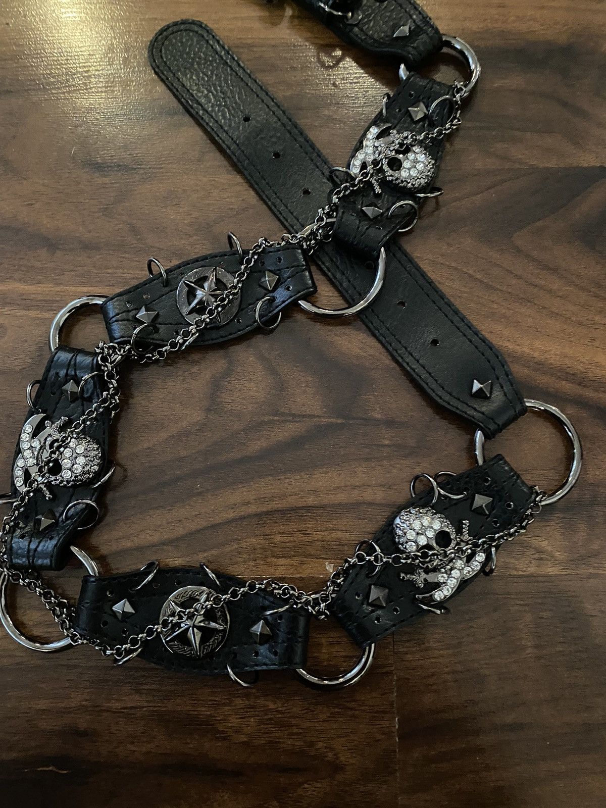 Le Grande Bleu (L.G.B.) Diavlo Black Leather Chain Belt Size ONE SIZE - 3 Thumbnail