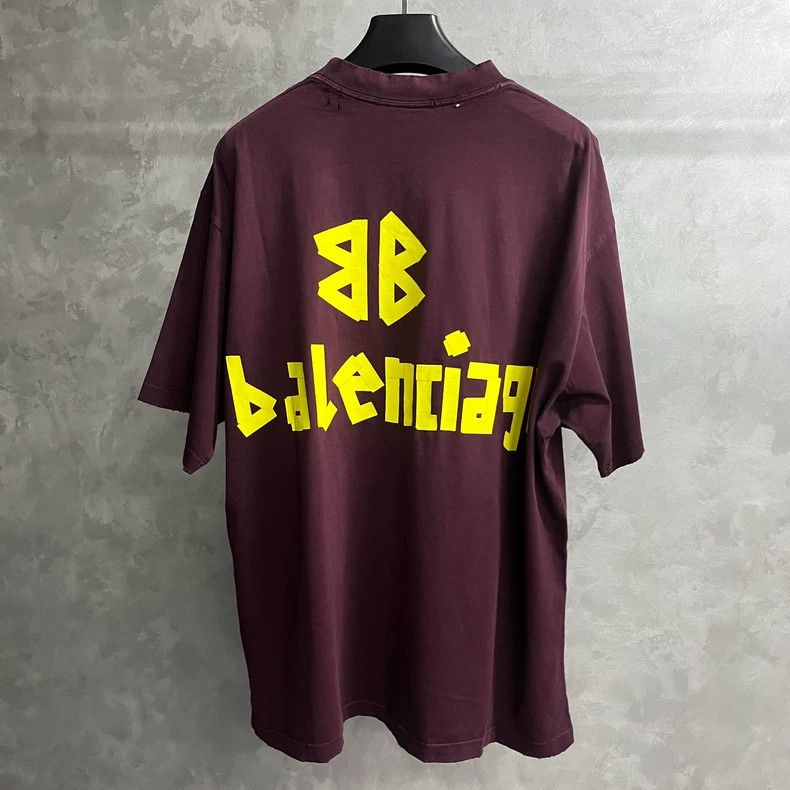Balenciaga Balenciaga Deep Red Tape Letter Round Neck Slim Fit Short Size US XL / EU 56 / 4 - 5 Thumbnail