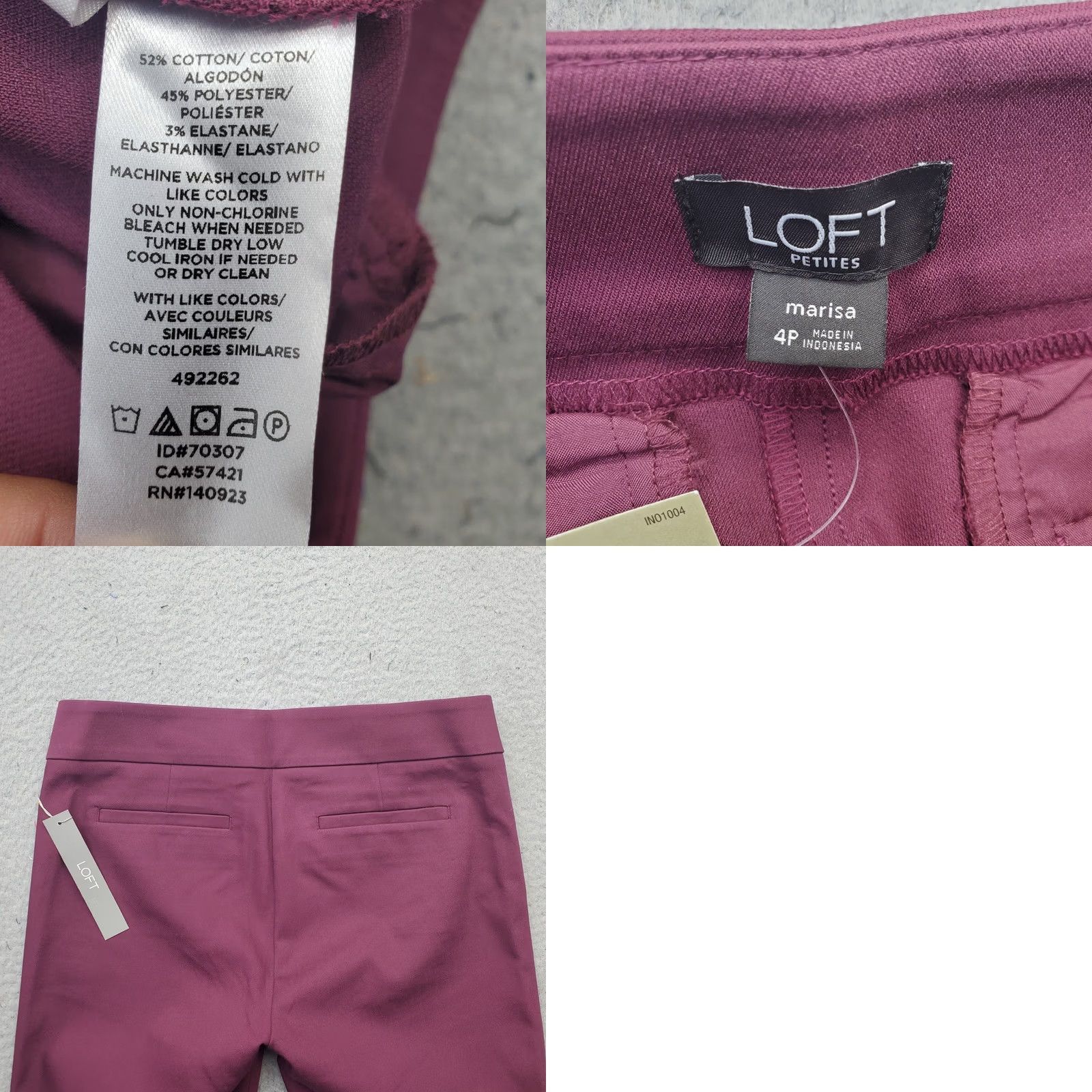 Loft LOFT Womens Purple Stretch Skinny Ankle Pants 4P Button Hem Outdoor Casual Formal Size 27" / US 4 / IT 40 - 8 Thumbnail