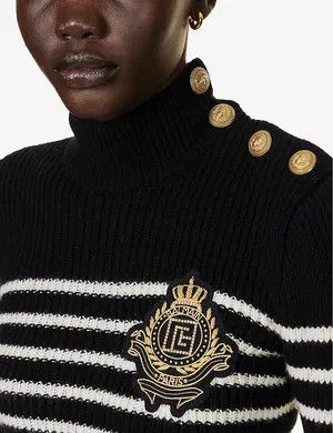 Balmain o1y0625 Turtleneck Sweater in Black/White Size M / US 6-8 / IT 42-44 - 2 Thumbnail