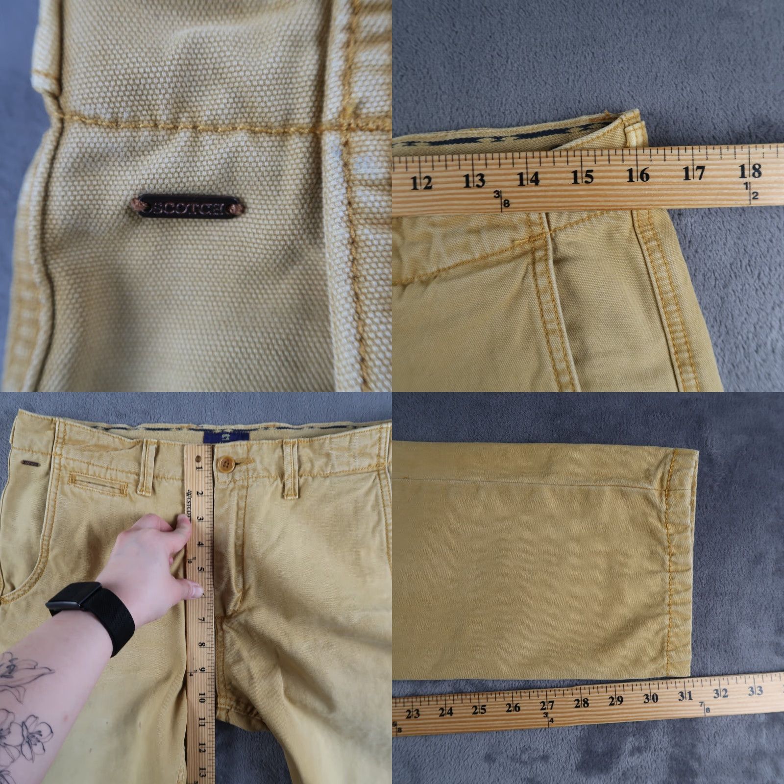 Scotch & Soda Scotch & Soda Men's Warren Cotton Blend Chino Pants Khaki Size 31x32 Slim Flat Front Casual Preppy Logo Slash Pocket Straight Mens Size US 31 - 8 Thumbnail